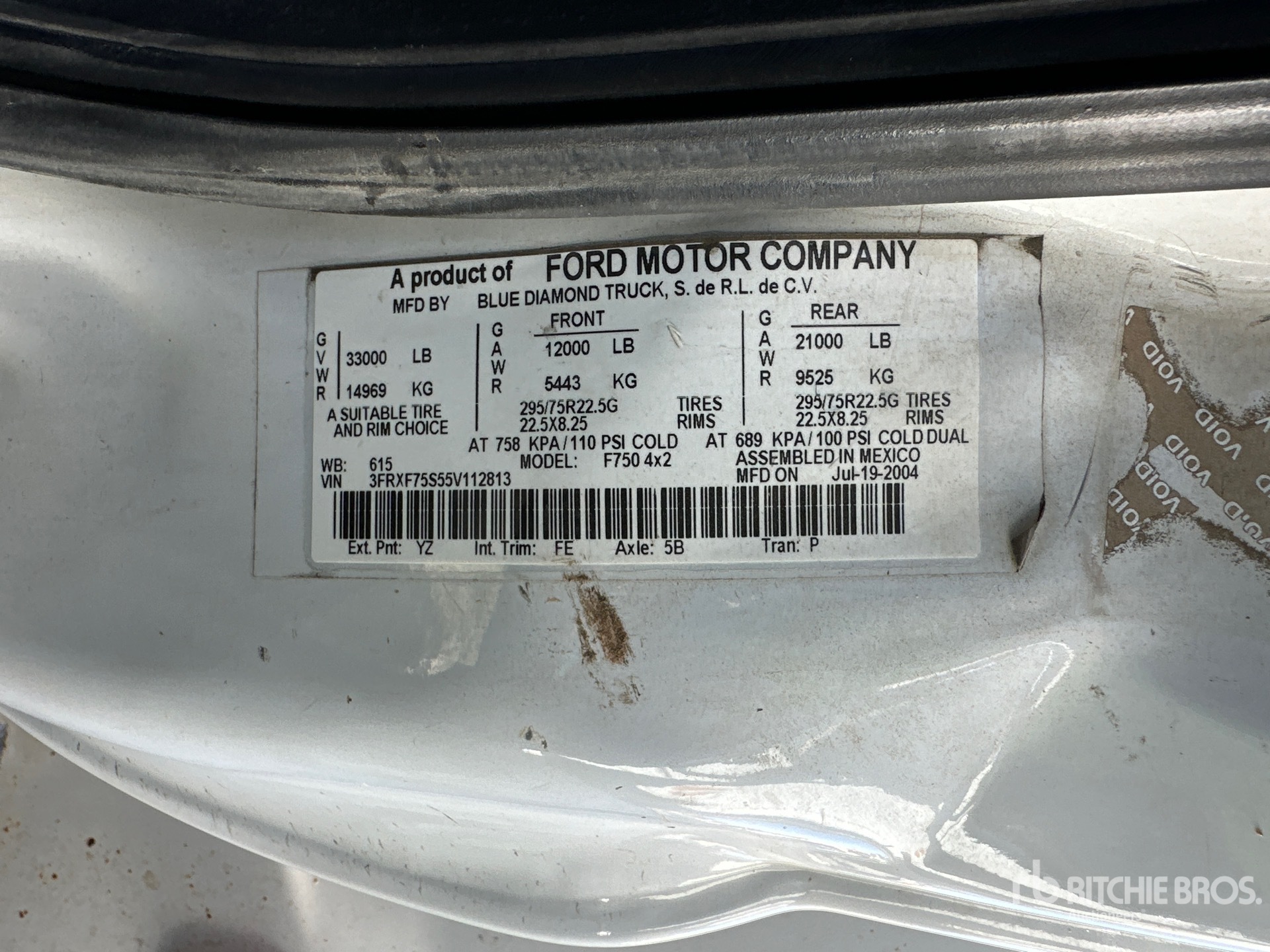 General Appearance with Serial Number / VIN