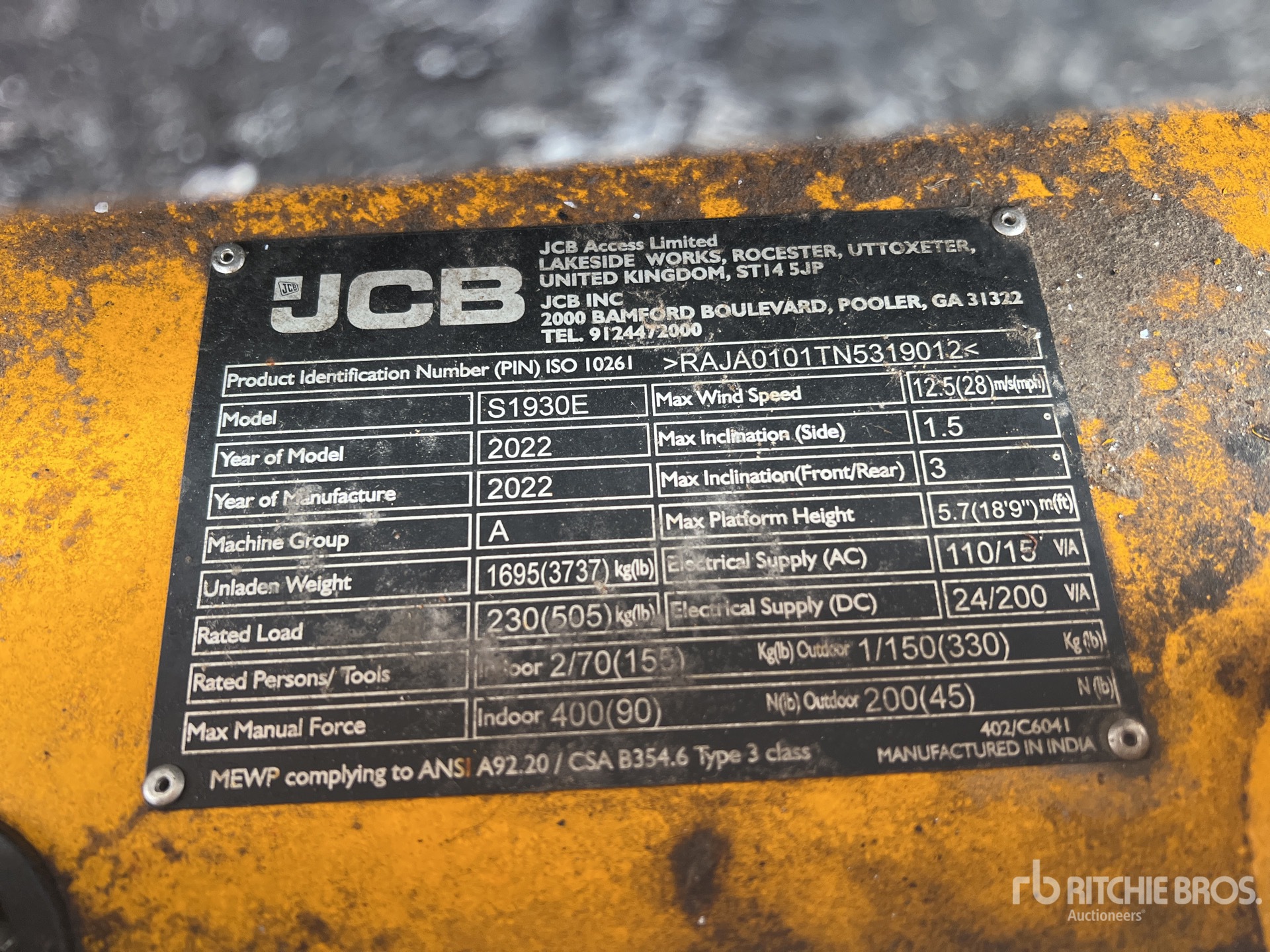 General Appearance with Serial Number / VIN