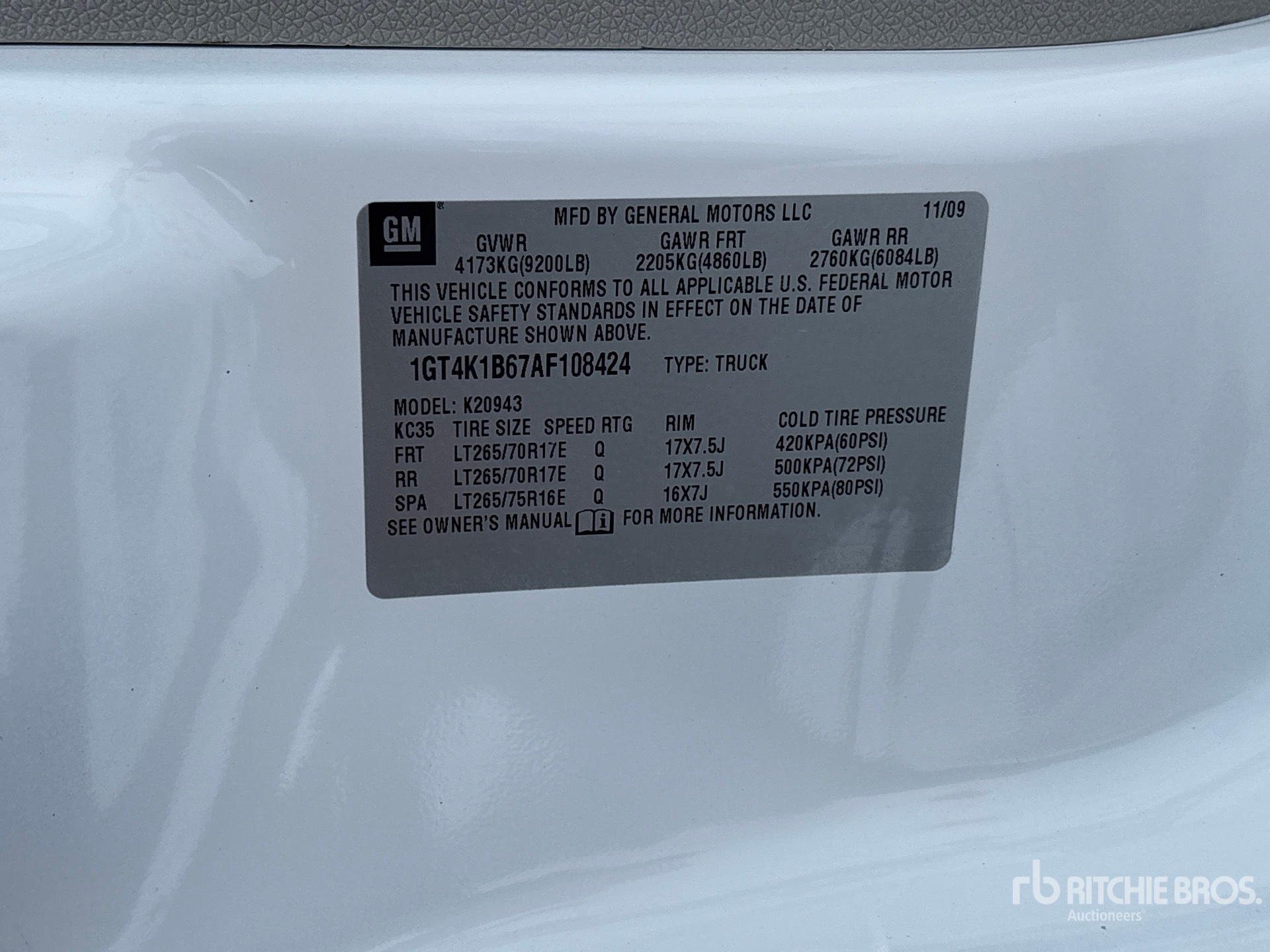 General Appearance with Serial Number / VIN