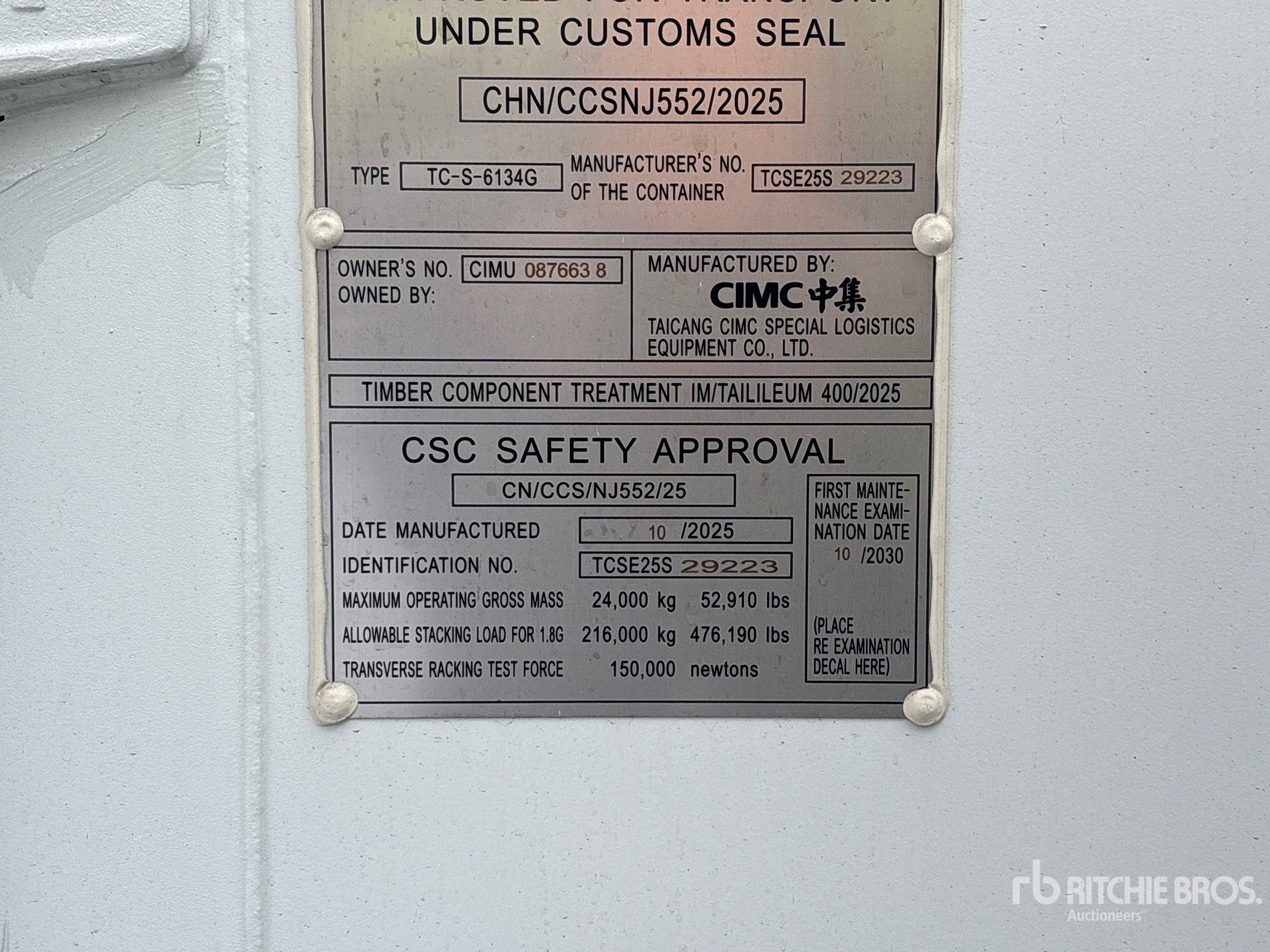 General Appearance with N.º de serie/VIN