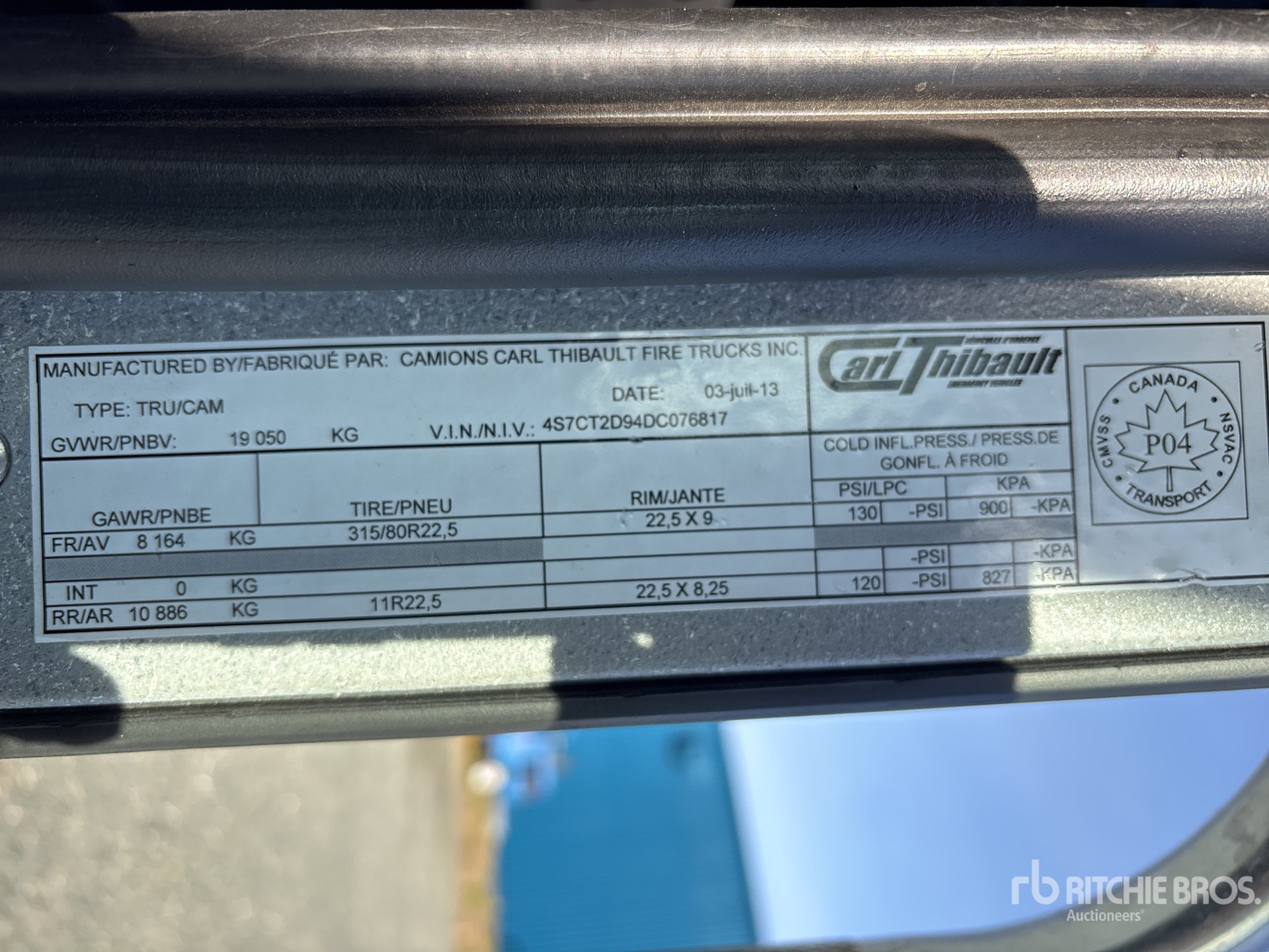 General Appearance with Serial Number / VIN