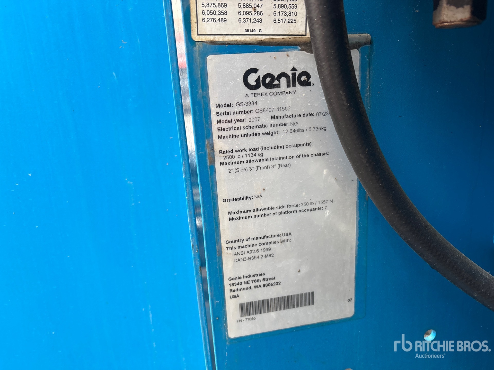 General Appearance with Serial Number / VIN