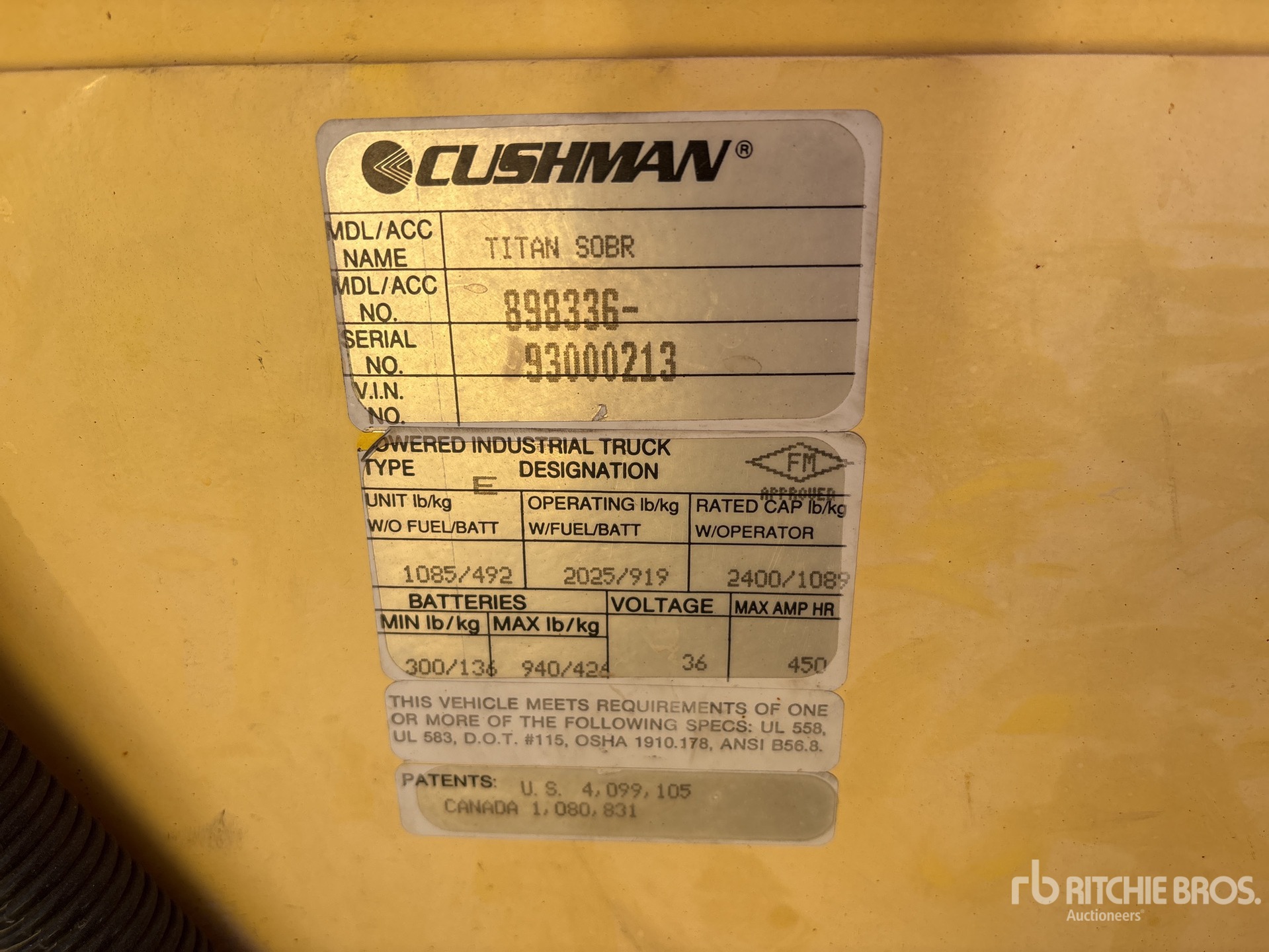 General Appearance with Serial Number / VIN