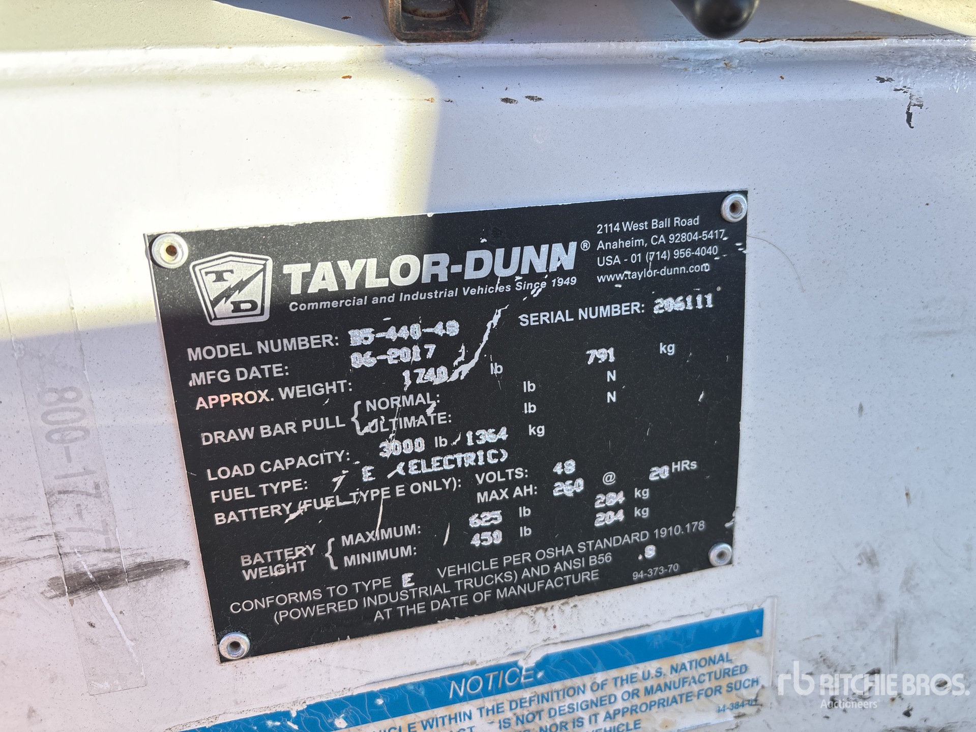 General Appearance with Serial Number / VIN