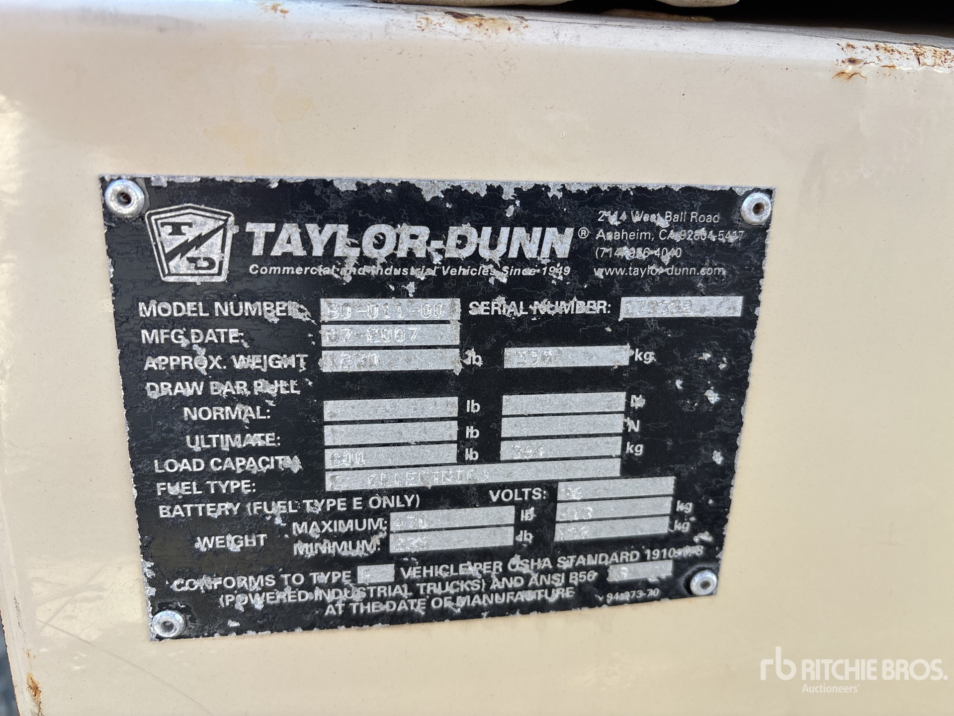 General Appearance with Serial Number / VIN