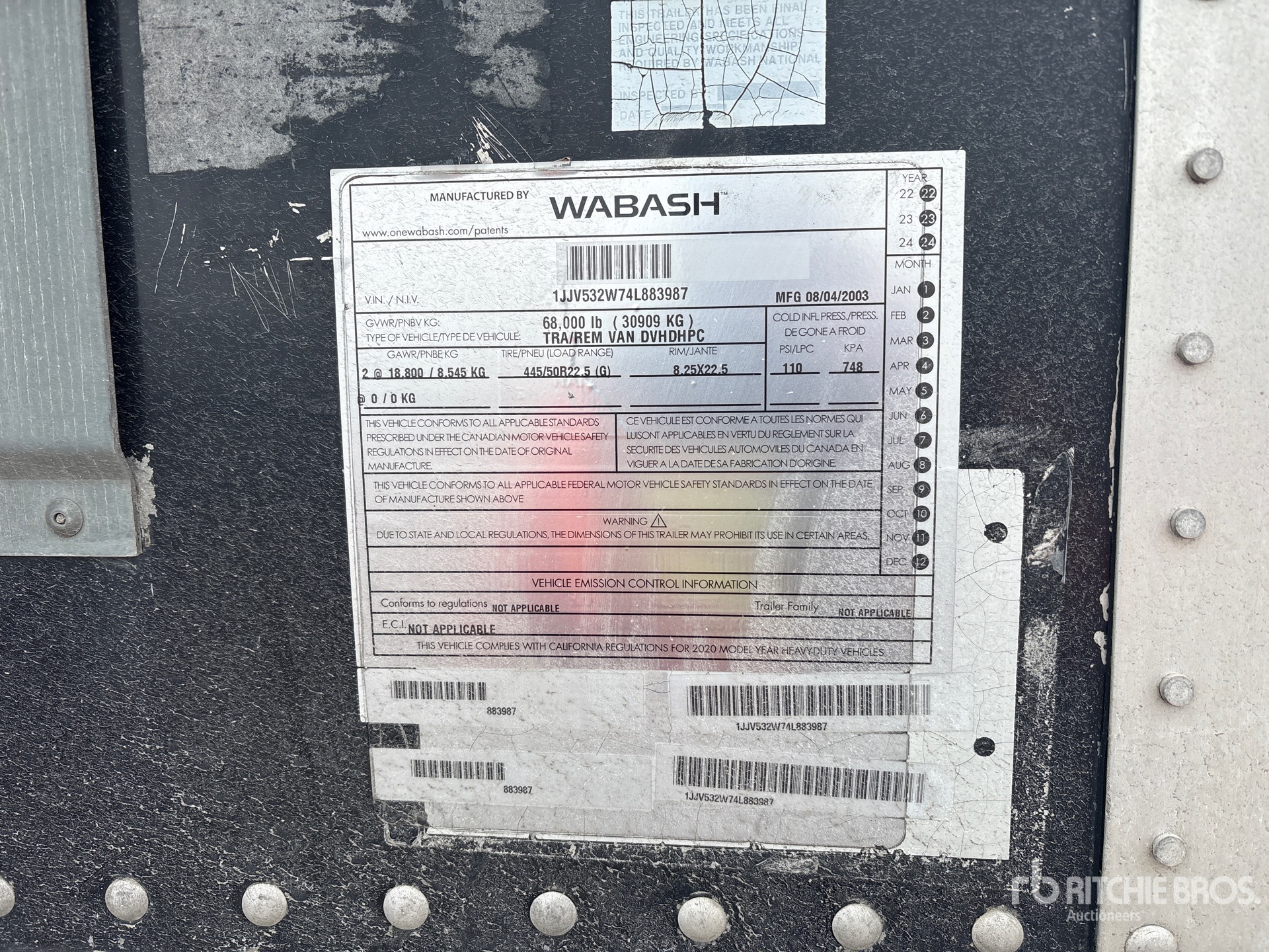 General Appearance with N.º de serie/VIN