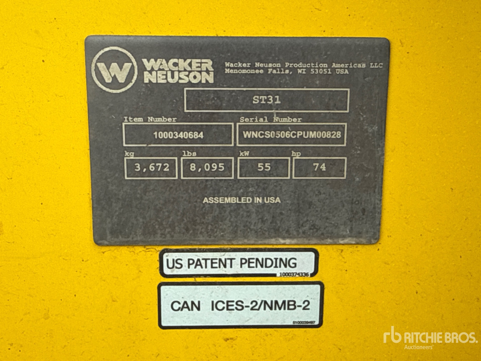 General Appearance with Serial Number / VIN