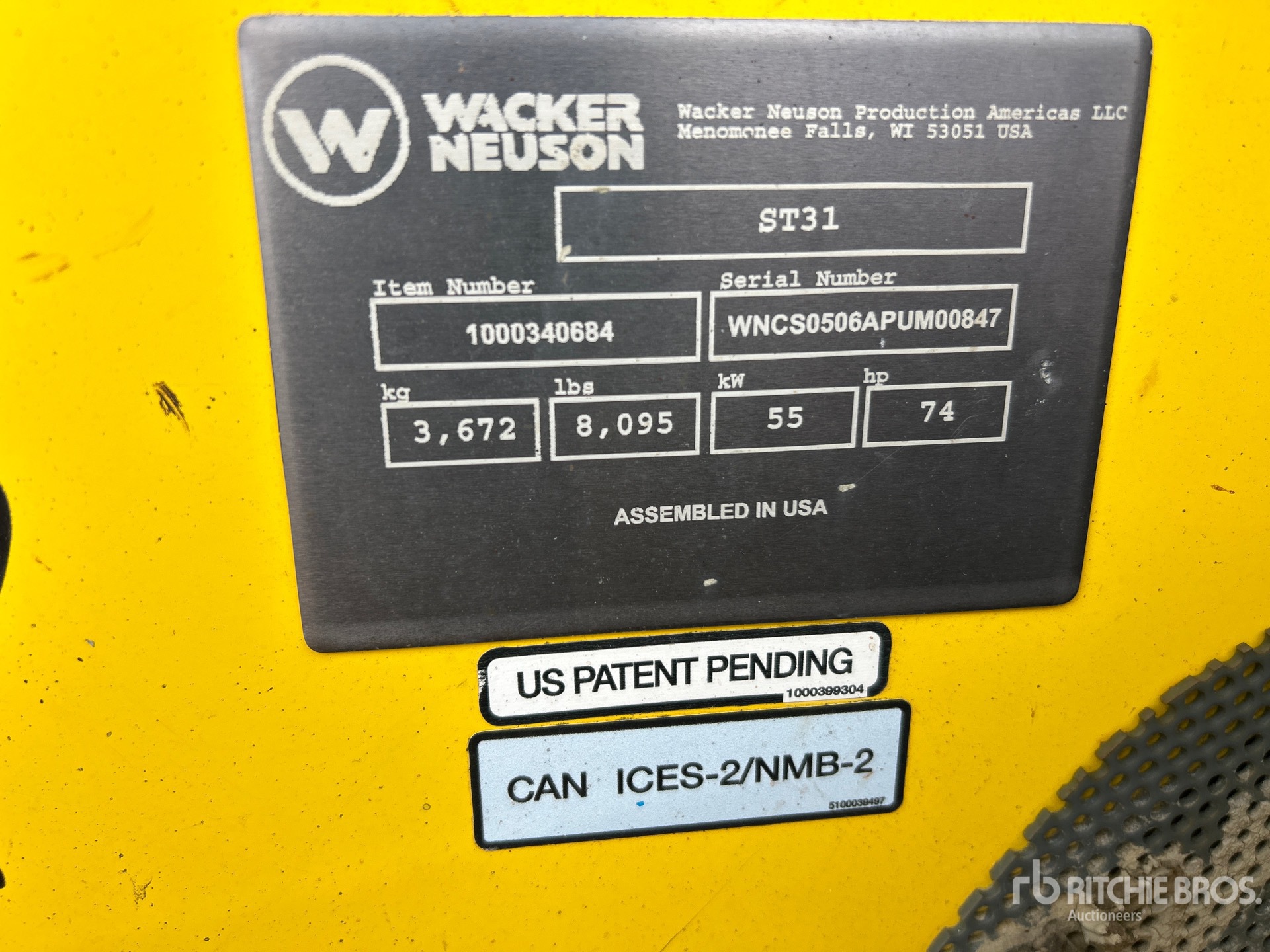 General Appearance with Serial Number / VIN