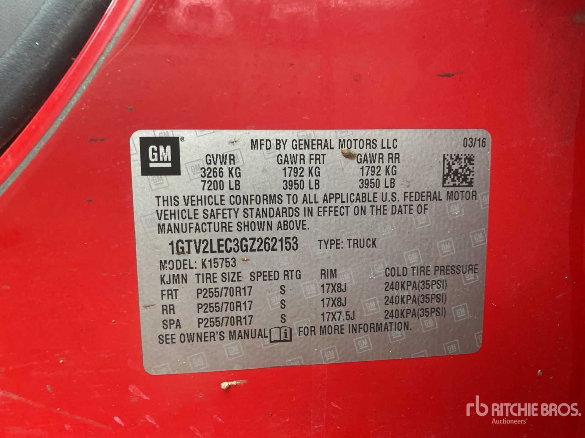 General Appearance with Serial Number / VIN