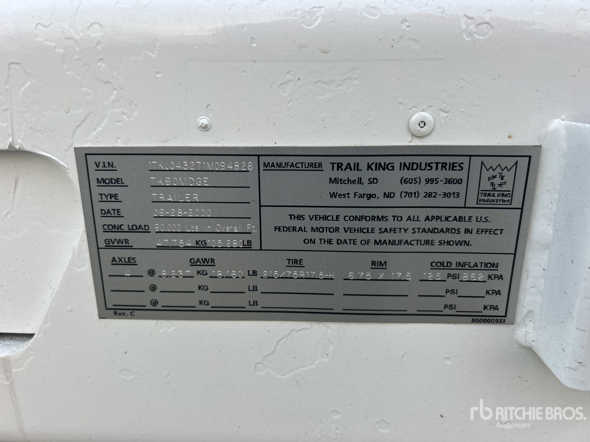 General Appearance with Serial Number / VIN