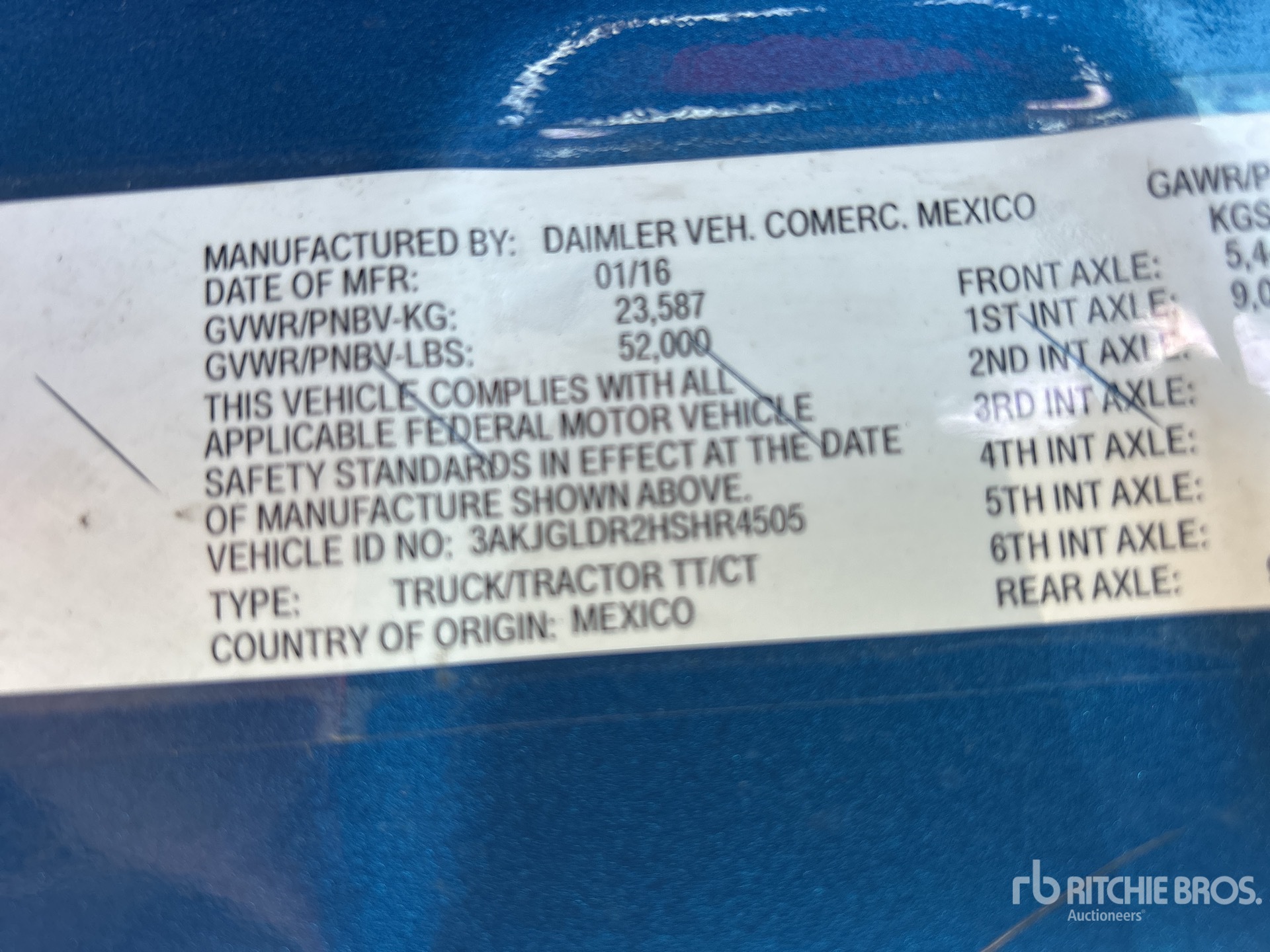 General Appearance with Serial Number / VIN