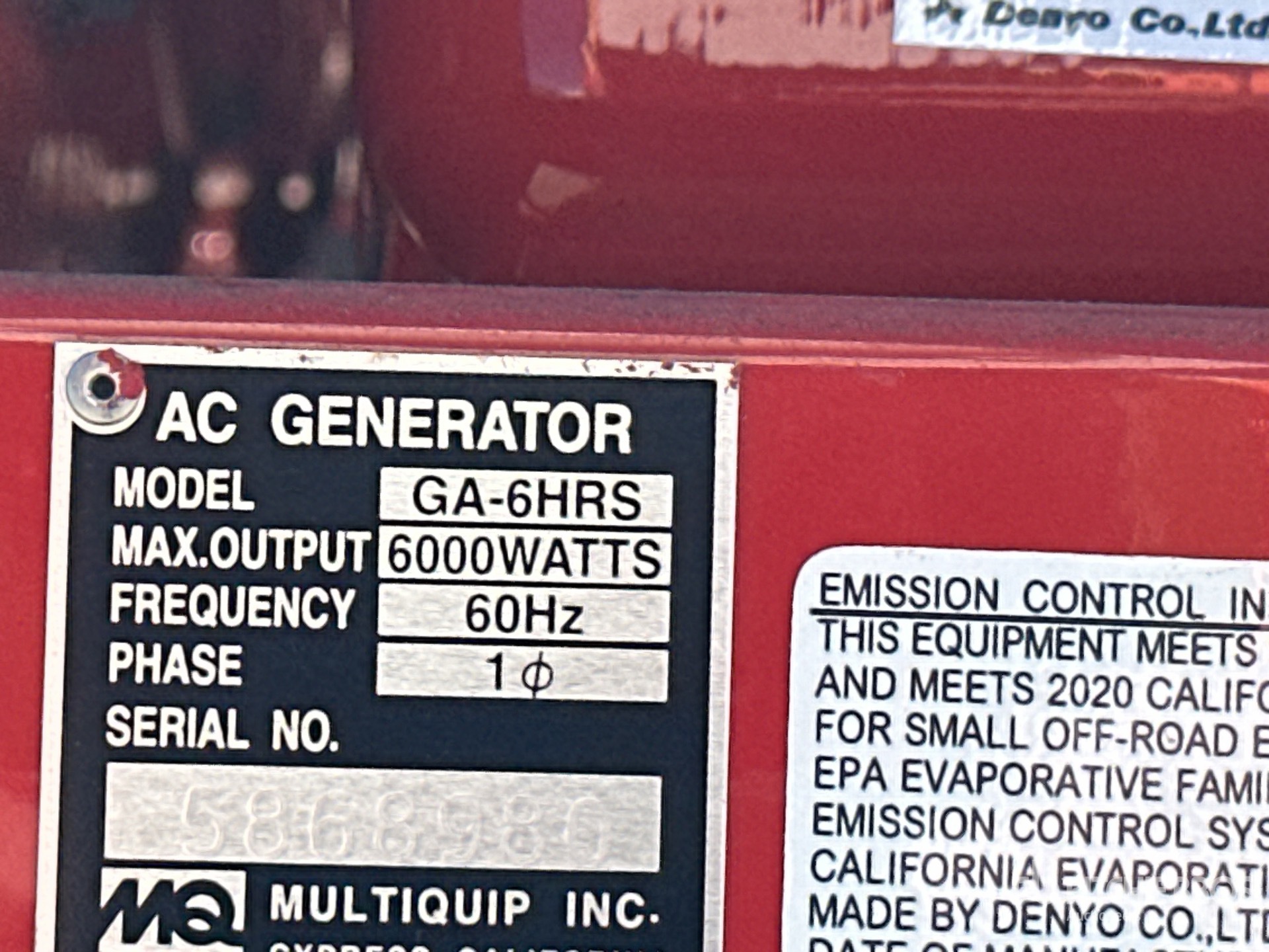 General Appearance with Serial Number / VIN