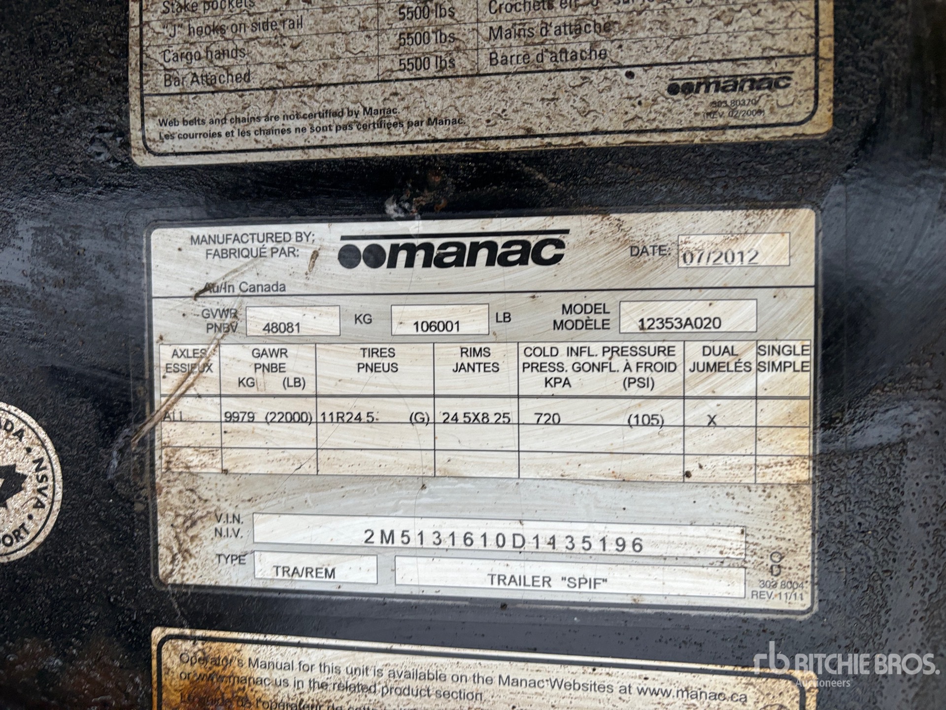 General Appearance with Serial Number / VIN