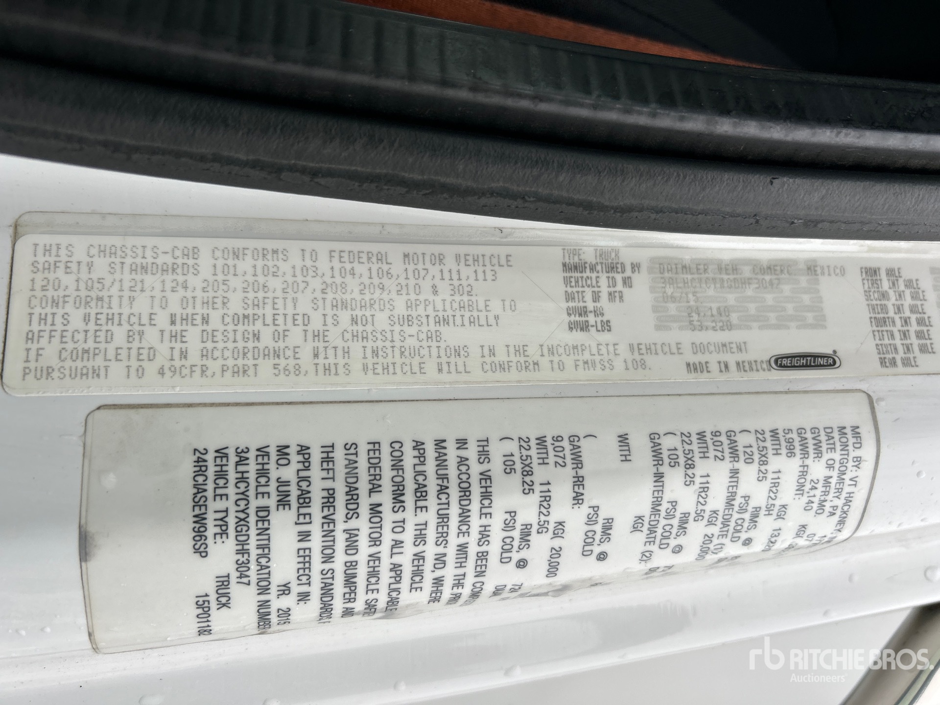 General Appearance with N.º de serie/VIN