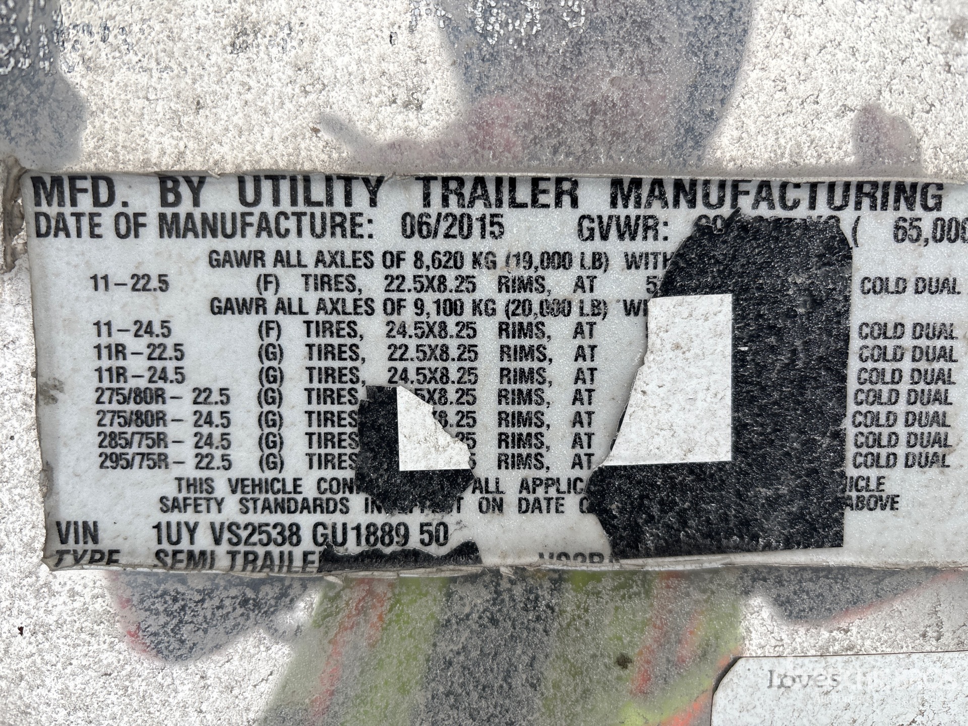 General Appearance with Serial Number / VIN