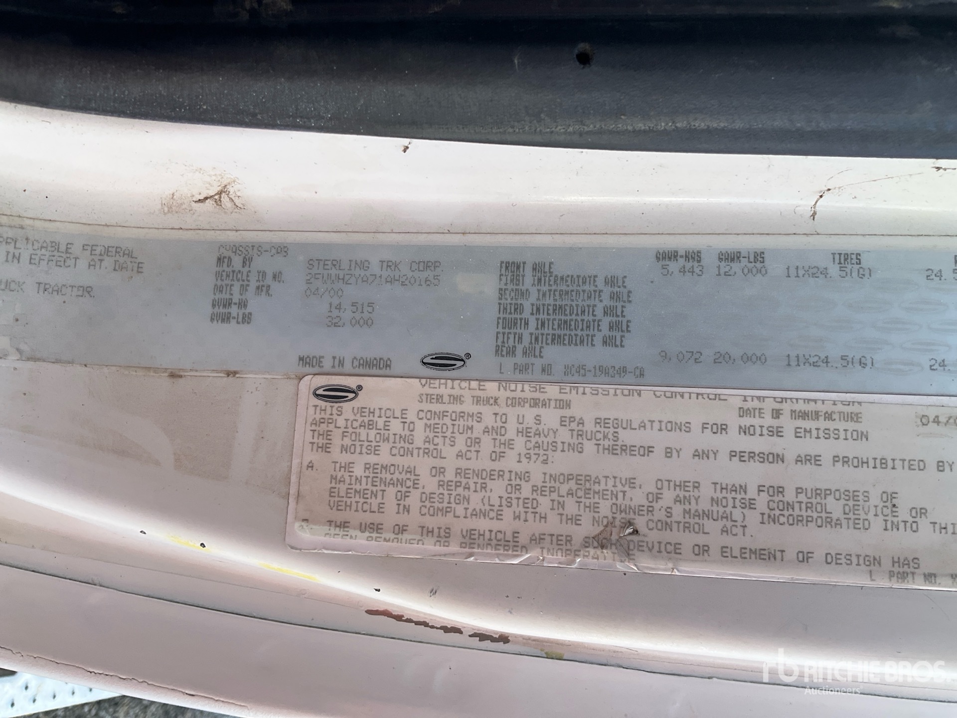 General Appearance with Serial Number / VIN