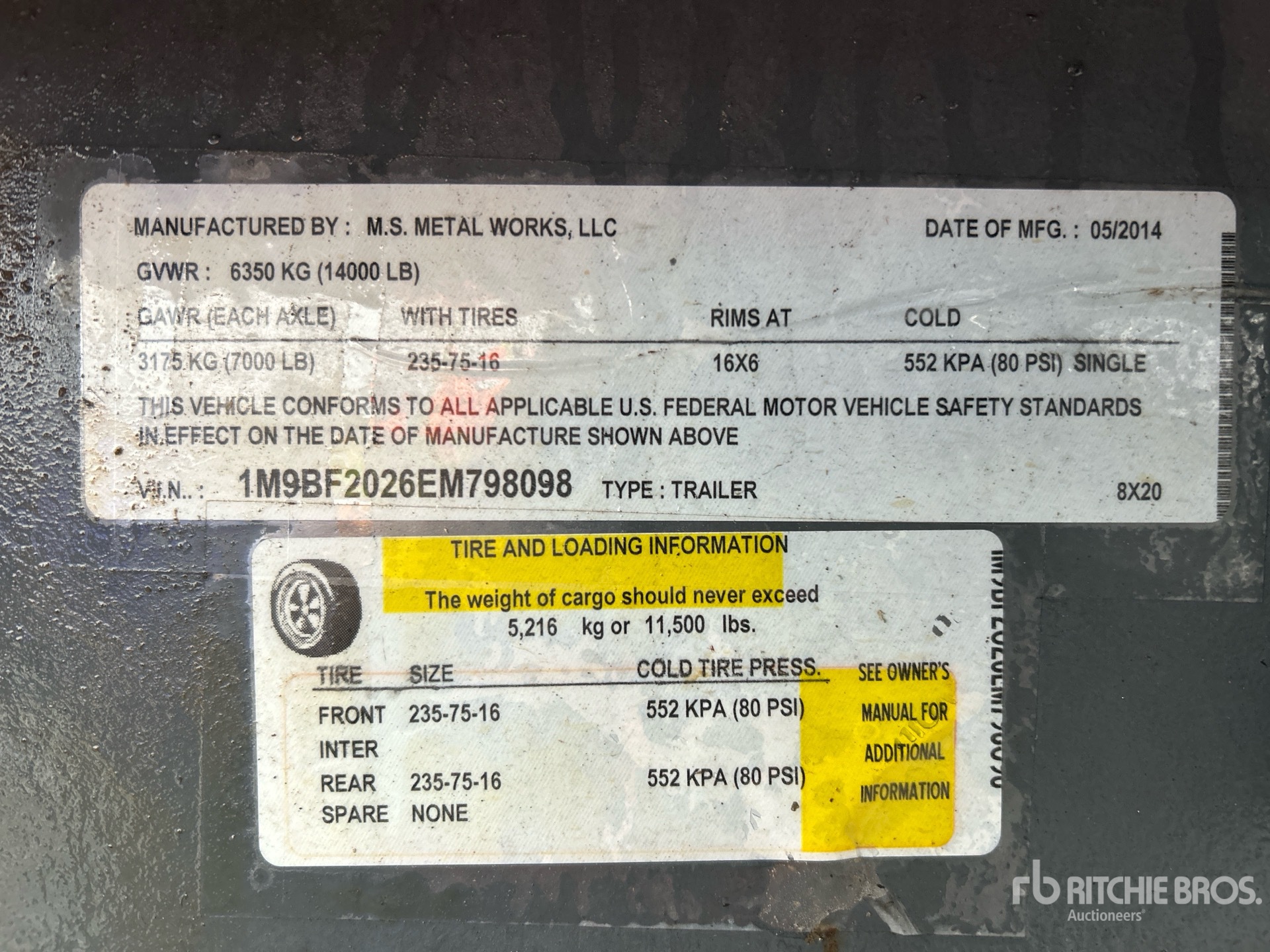 General Appearance with Serial Number / VIN