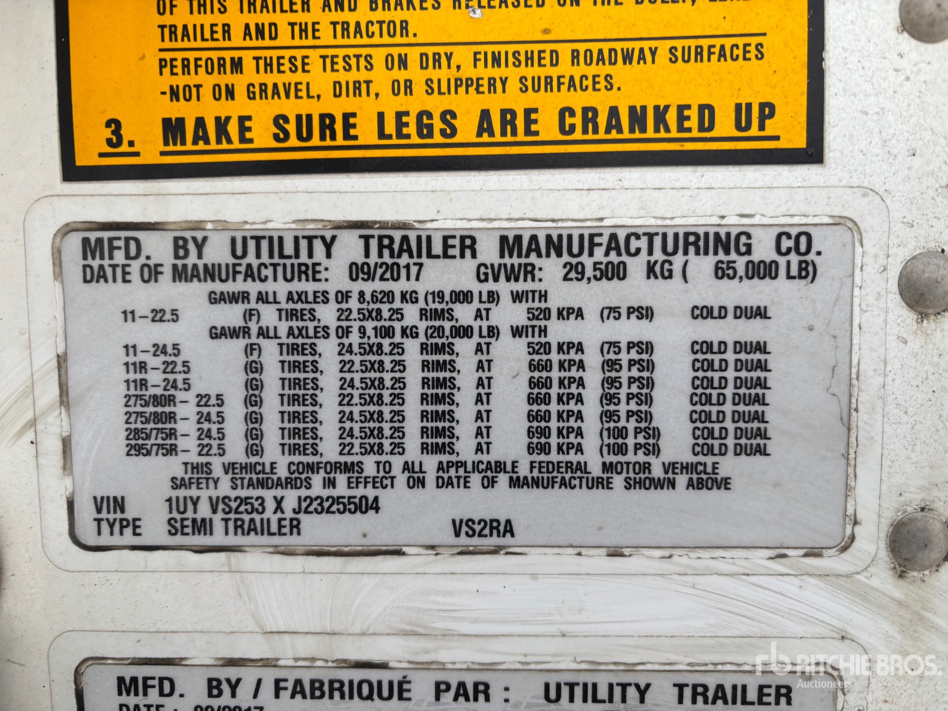 General Appearance with Serial Number / VIN