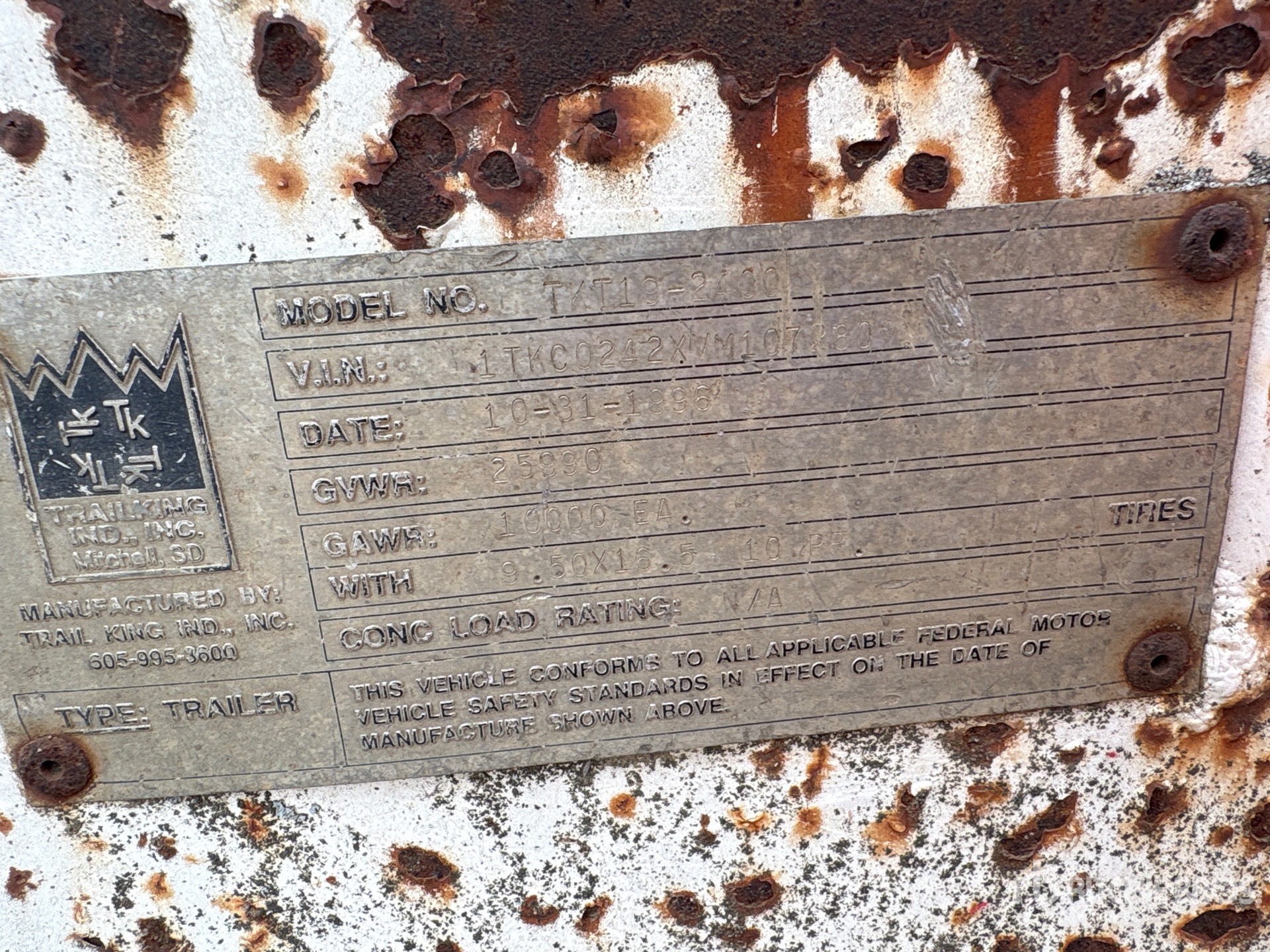 General Appearance with Serial Number / VIN