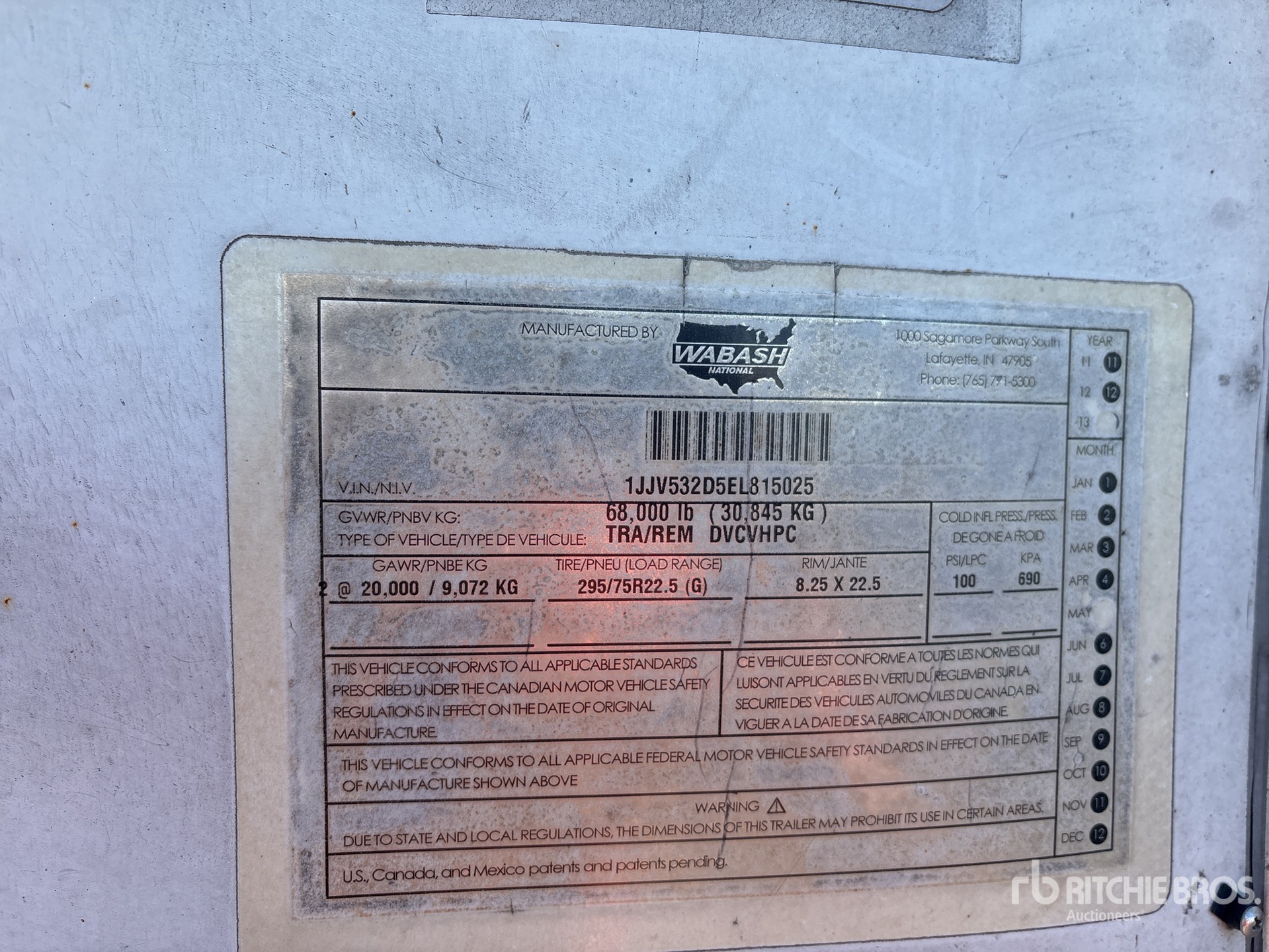 General Appearance with Serial Number / VIN