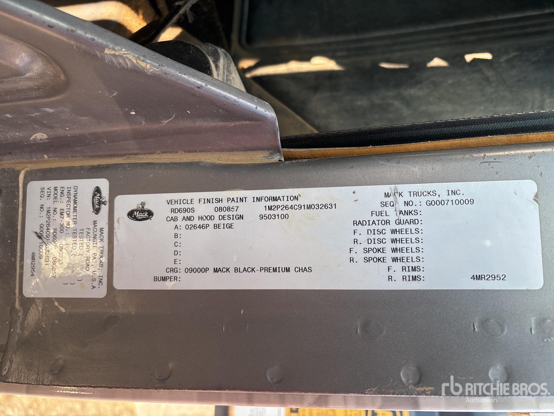 General Appearance with Serial Number / VIN