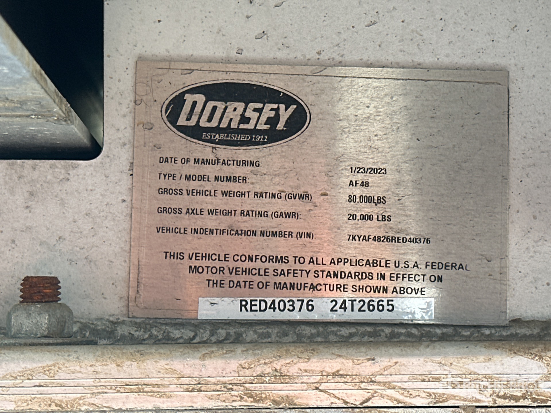 General Appearance with Serial Number / VIN