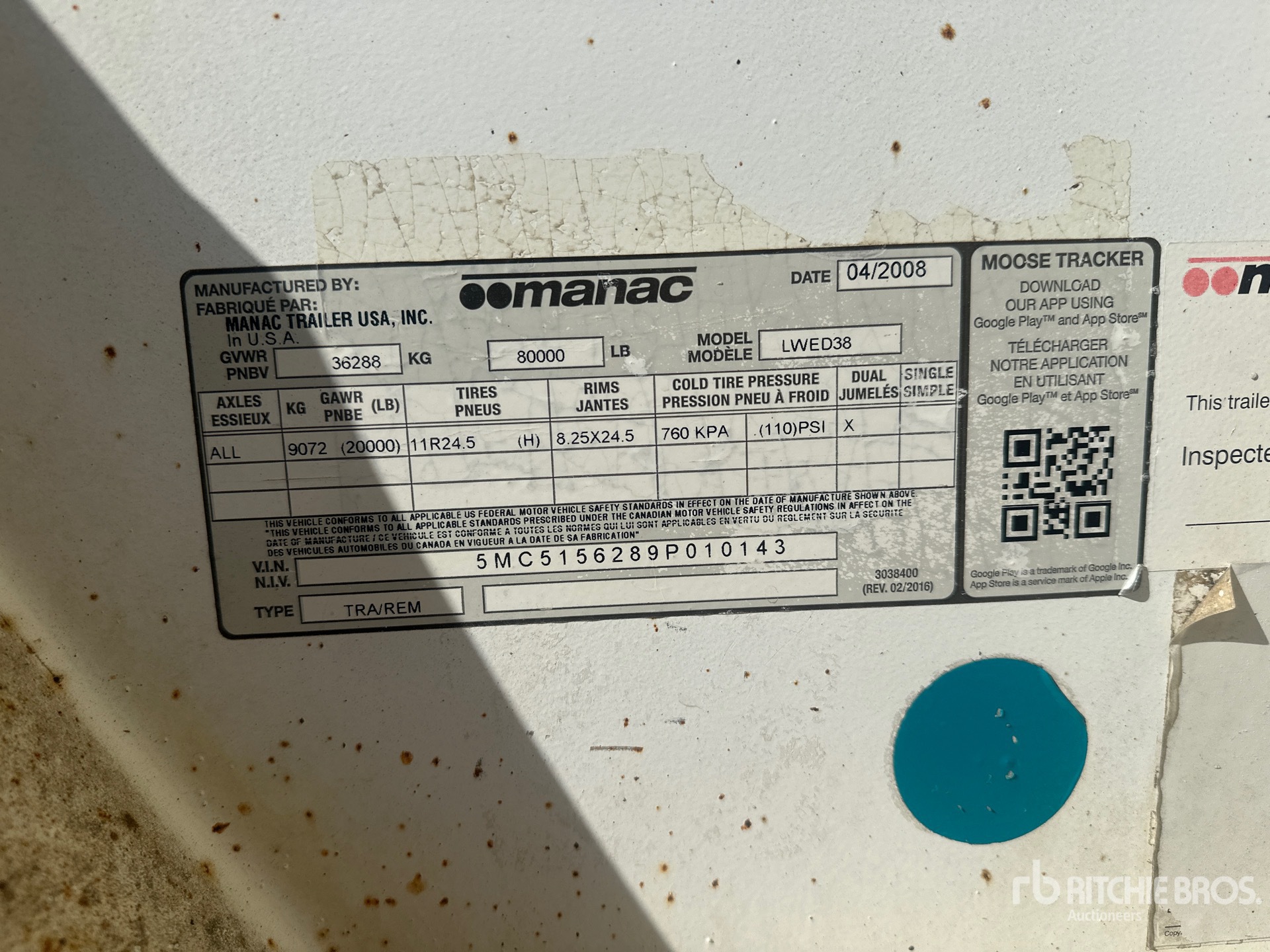 General Appearance with Serial Number / VIN