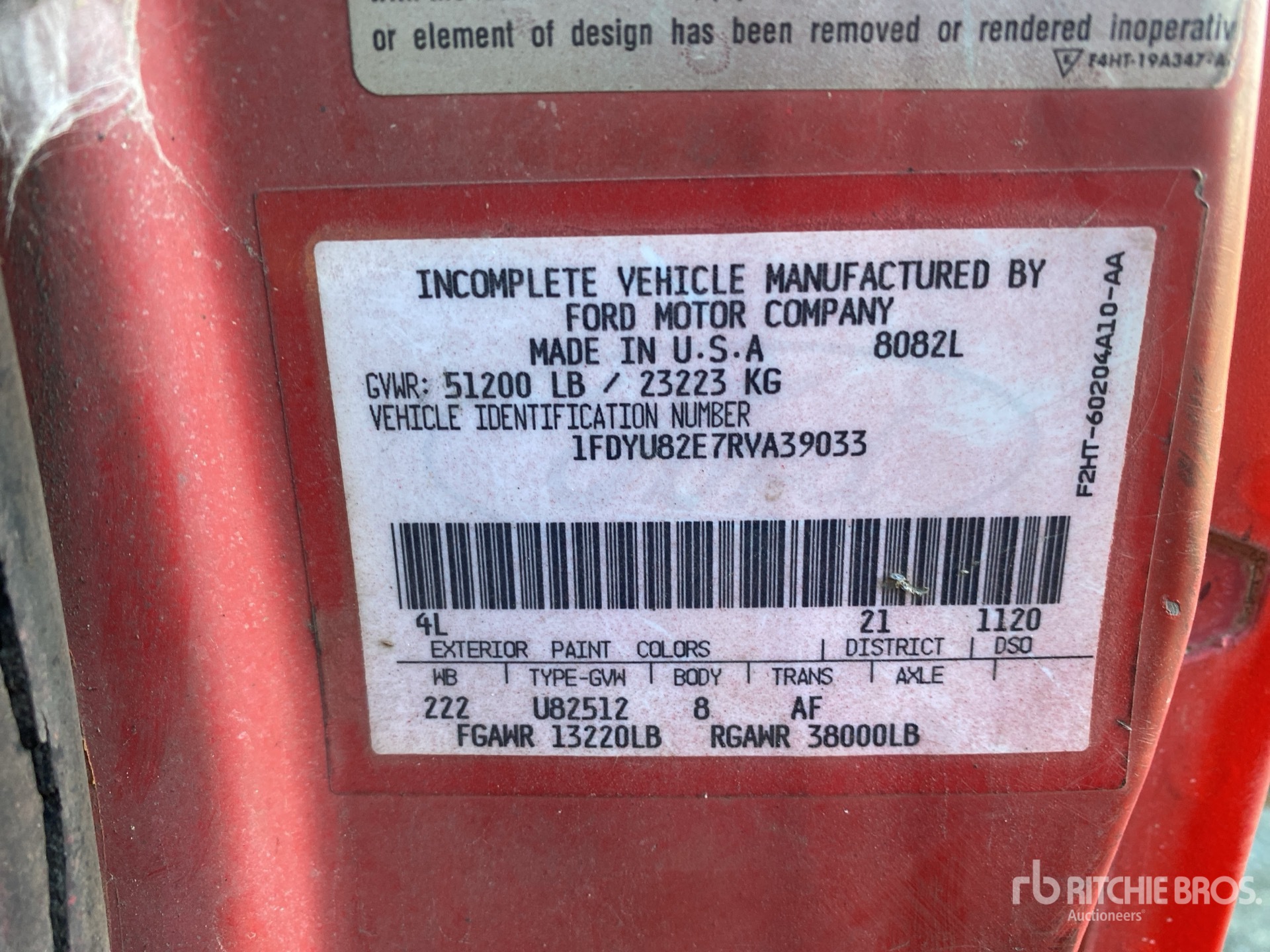 General Appearance with Serial Number / VIN