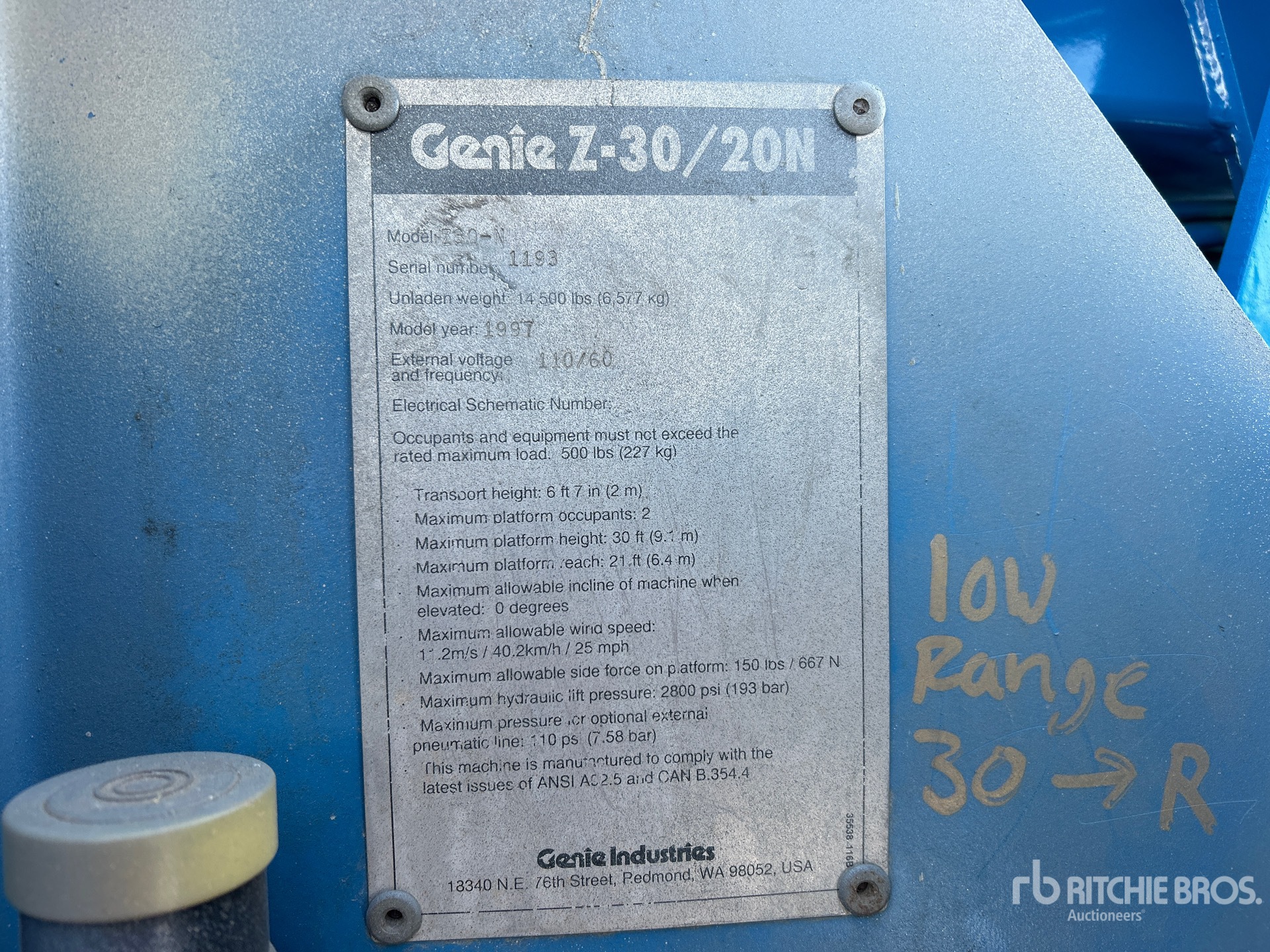 General Appearance with Serial Number / VIN