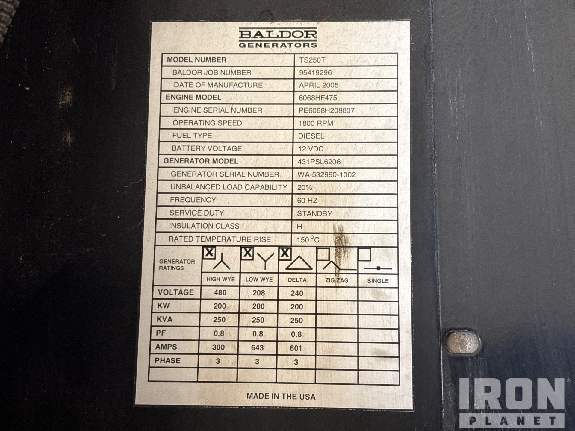 General Appearance with Serial Number / VIN