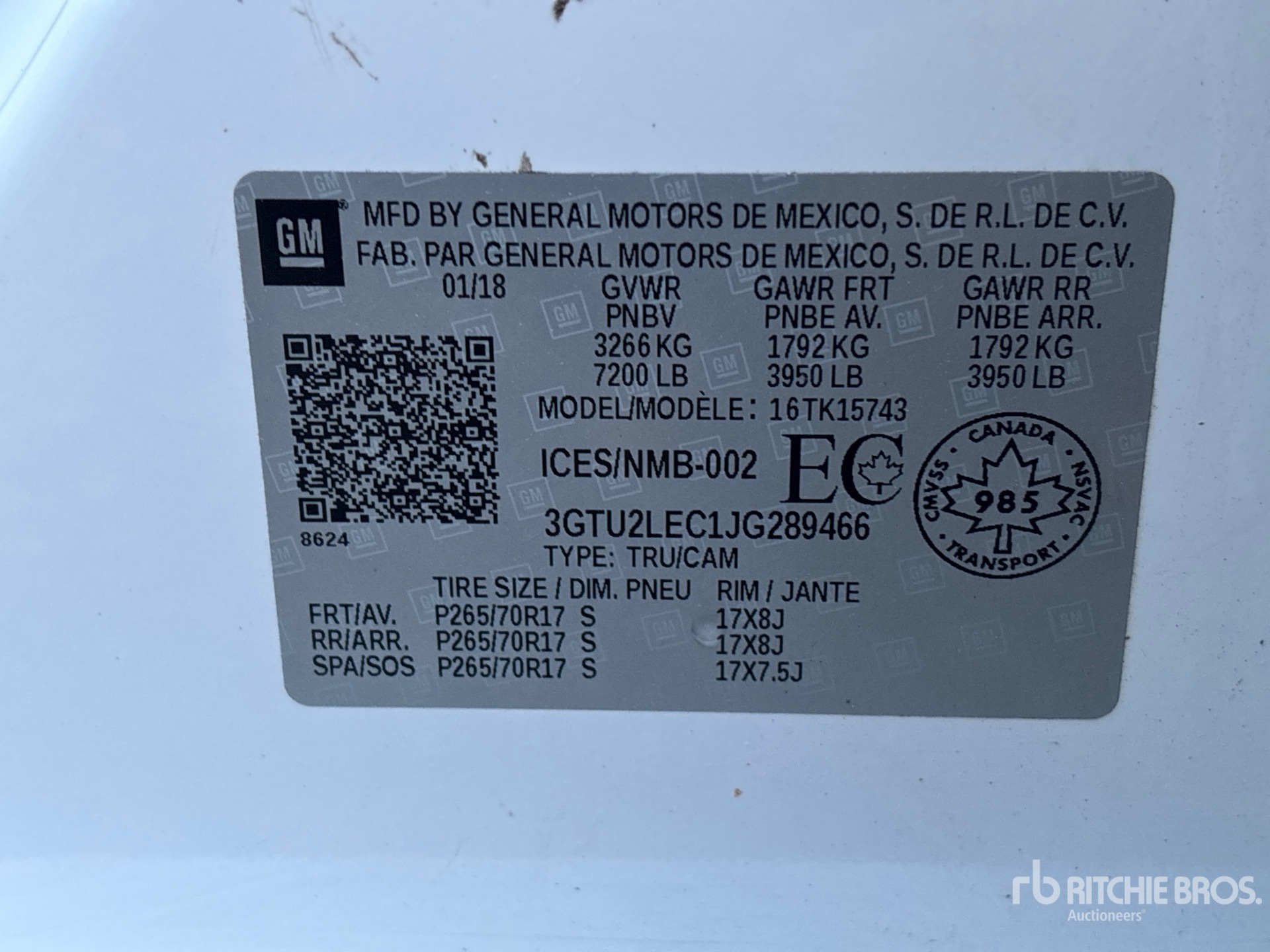 General Appearance with Serial Number / VIN