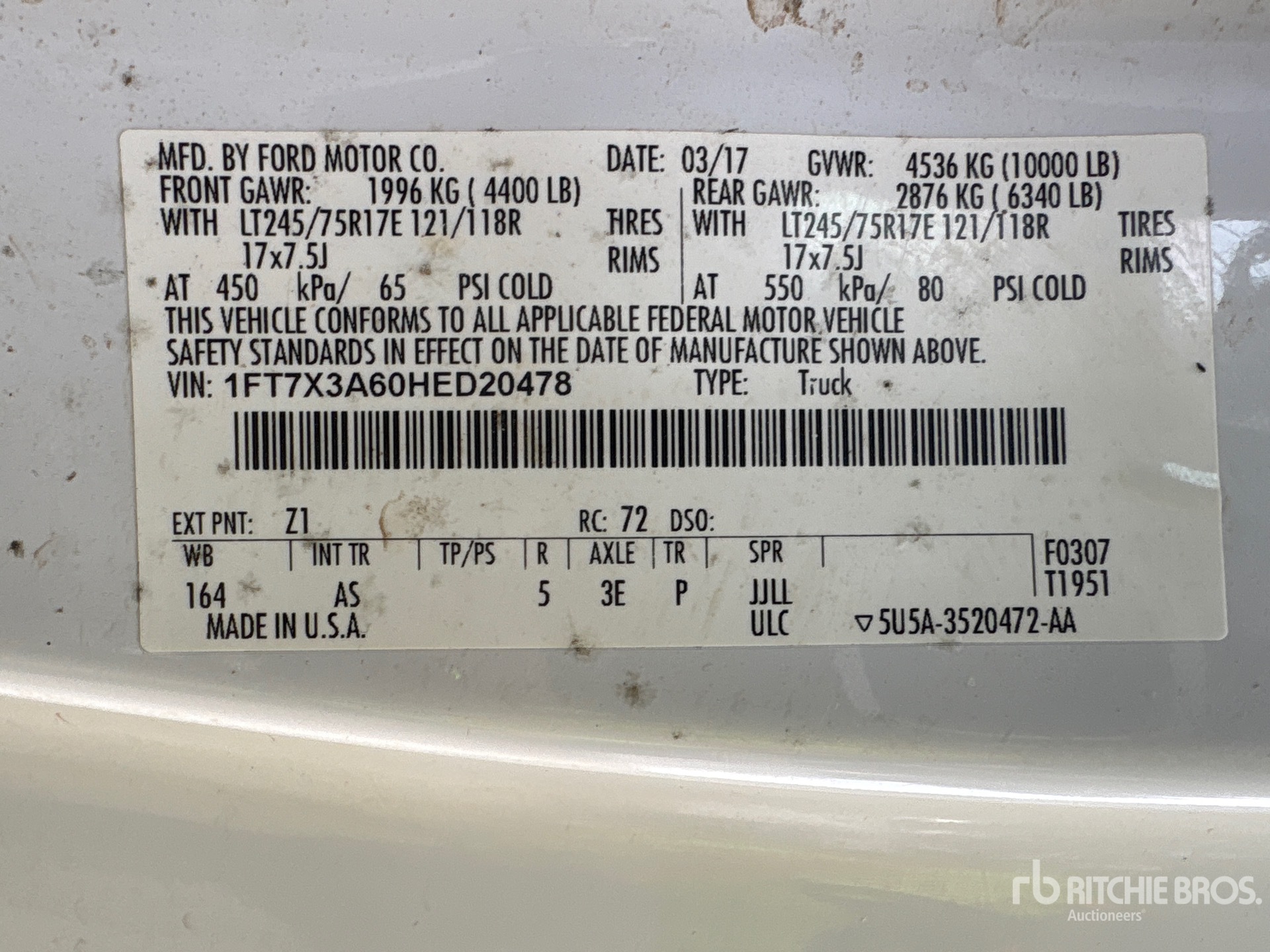 General Appearance with Serial Number / VIN