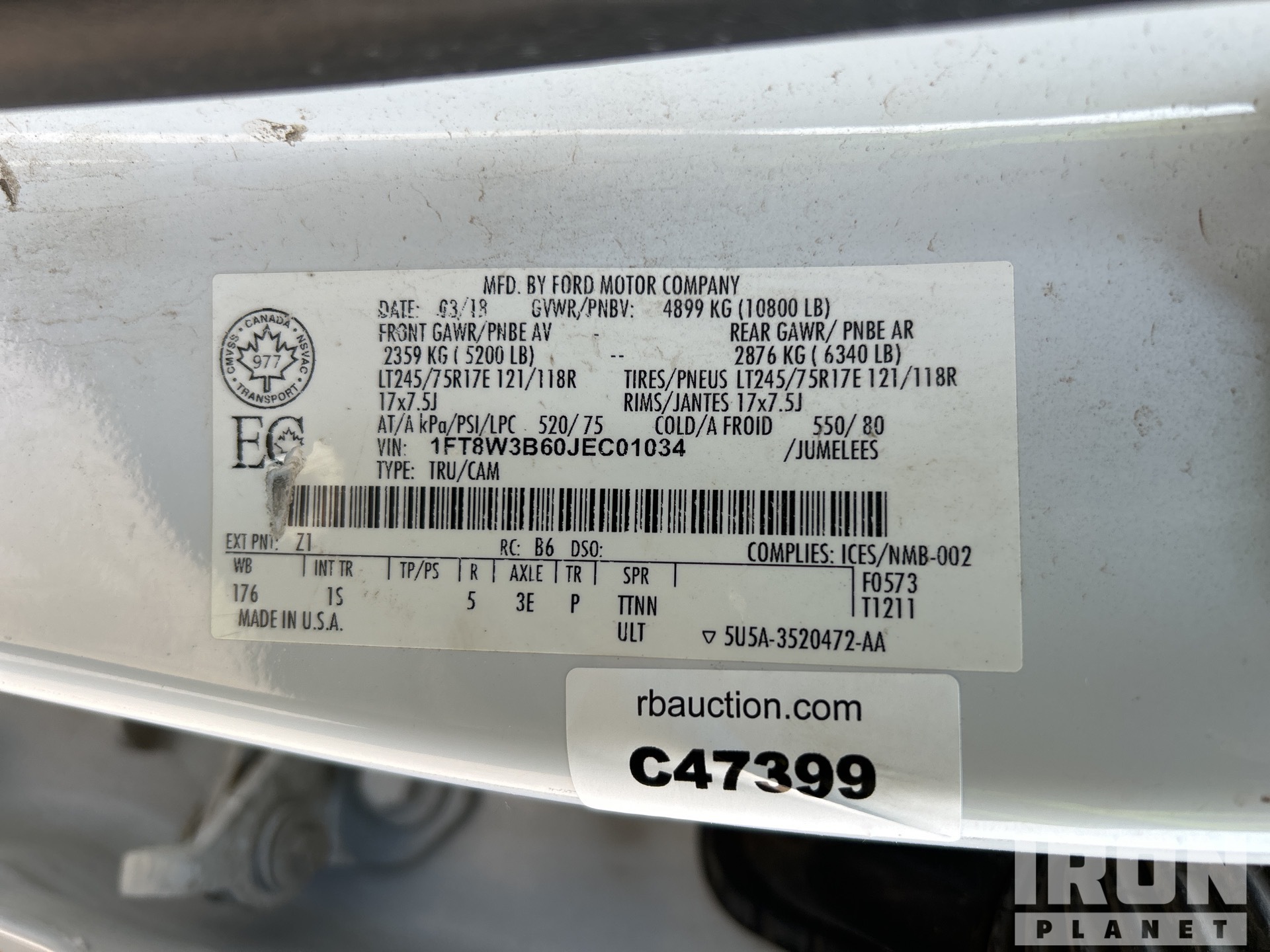 General Appearance with Serial Number / VIN