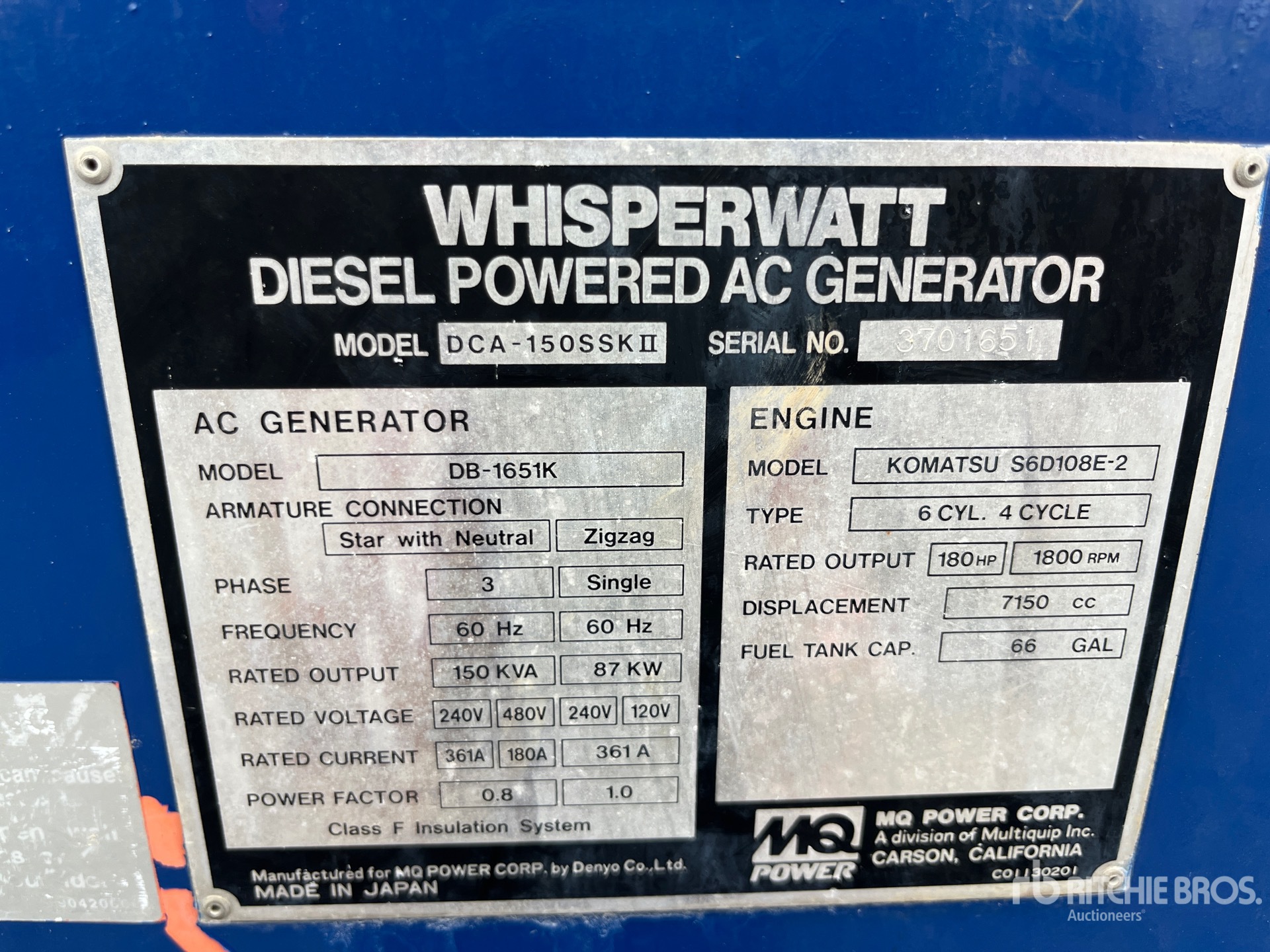 General Appearance with Serial Number / VIN