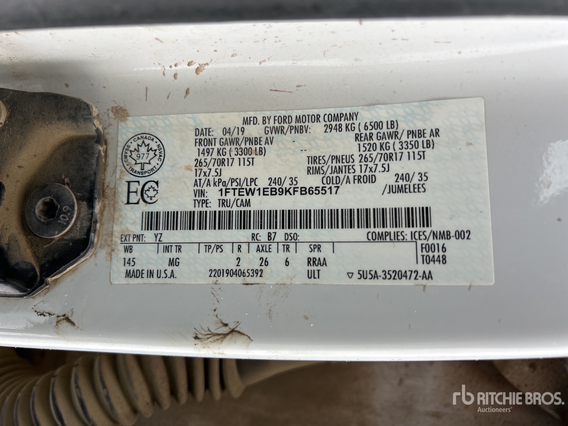 General Appearance with Serial Number / VIN