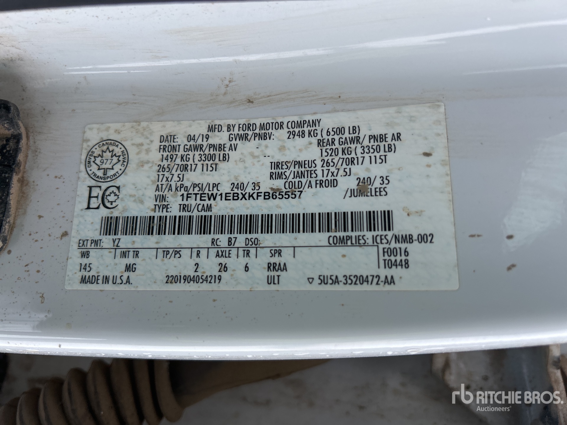 General Appearance with Serial Number / VIN