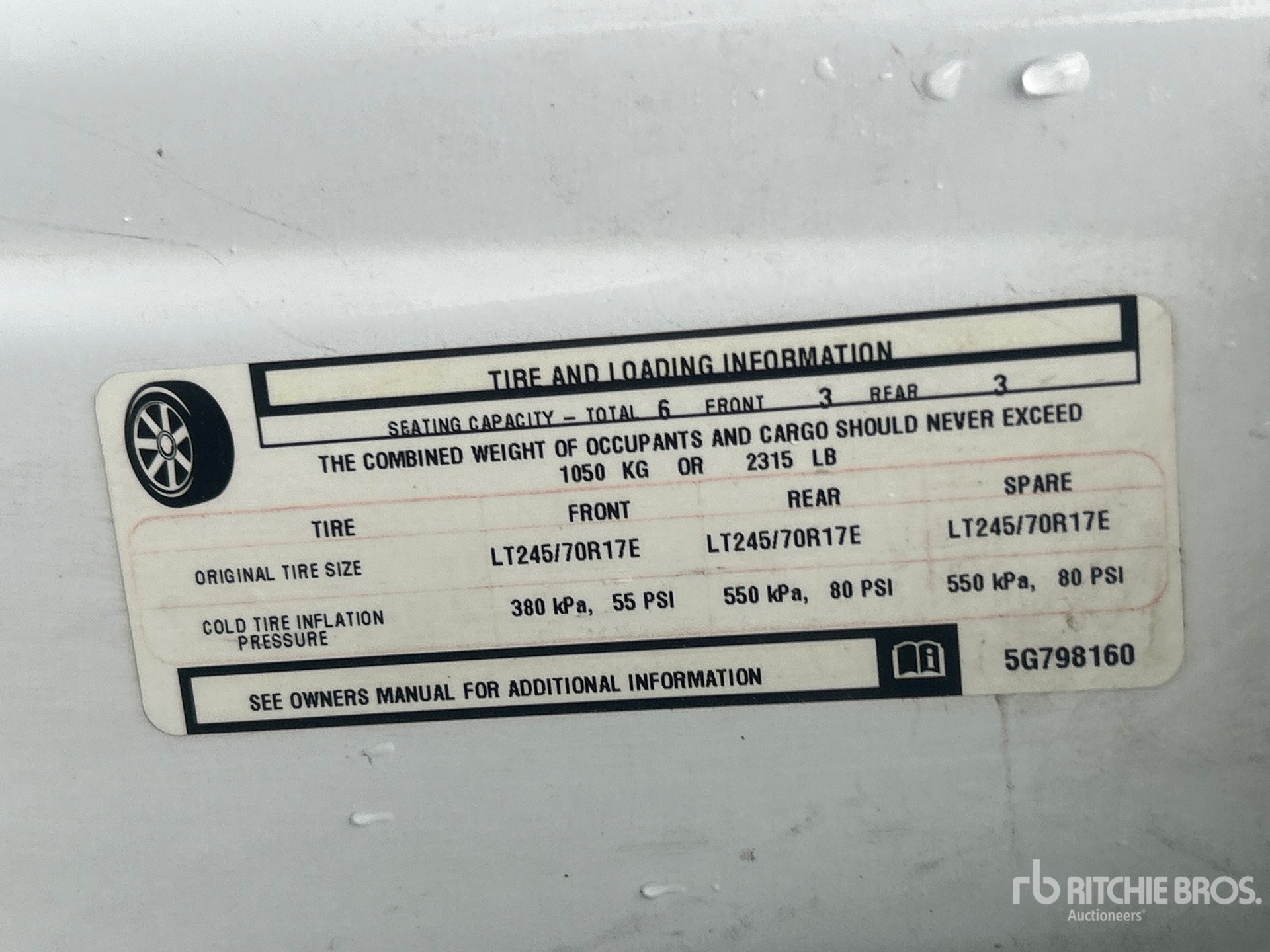 General Appearance with Numéro de série/Numéro d'identification du véhicule automobile