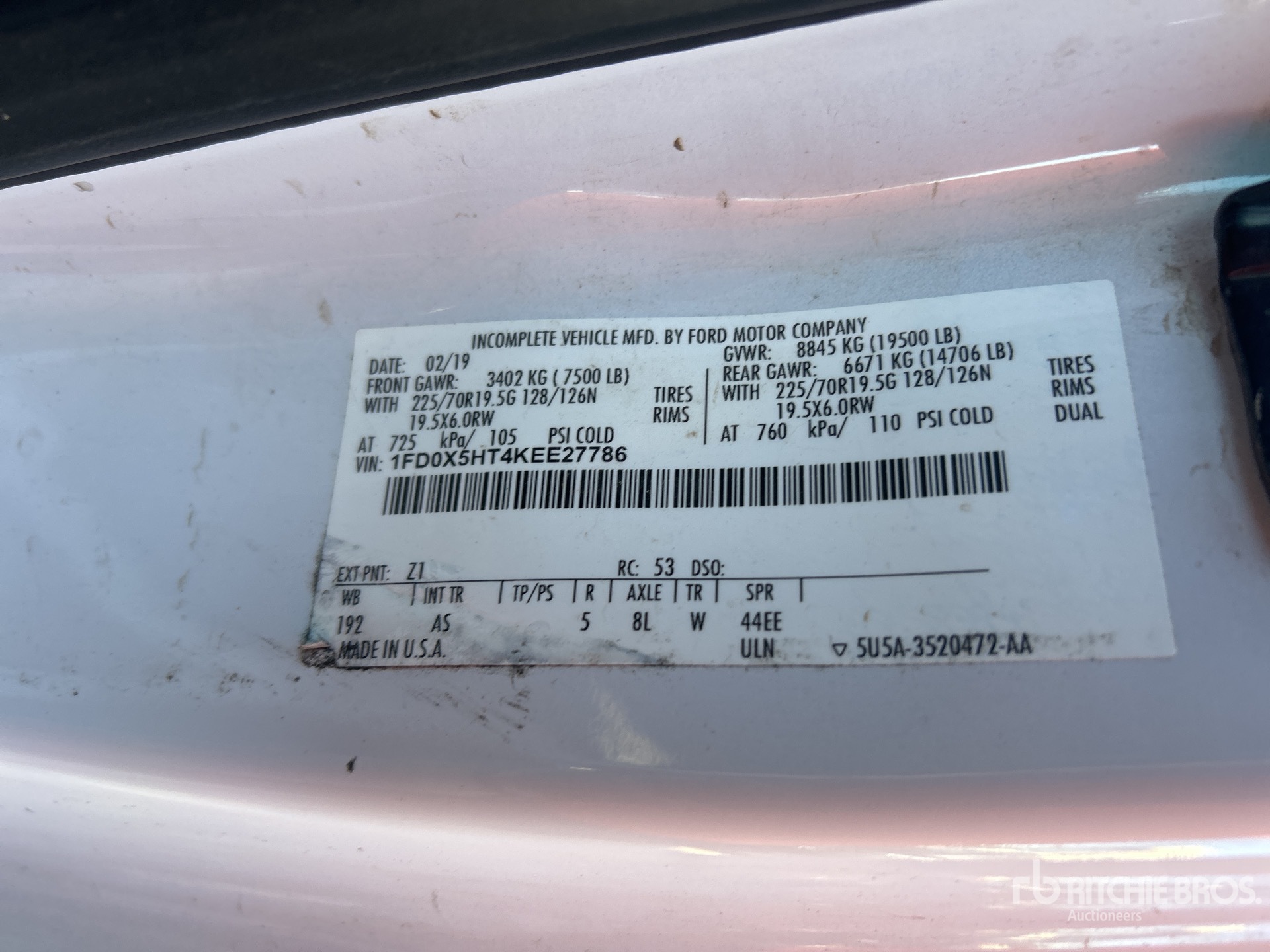 General Appearance with Serial Number / VIN