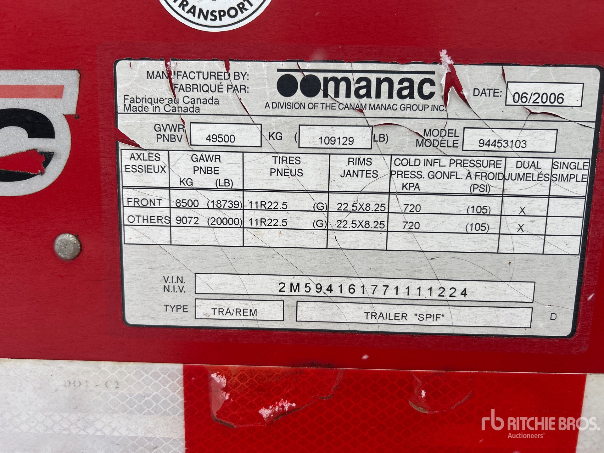 General Appearance with Serial Number / VIN