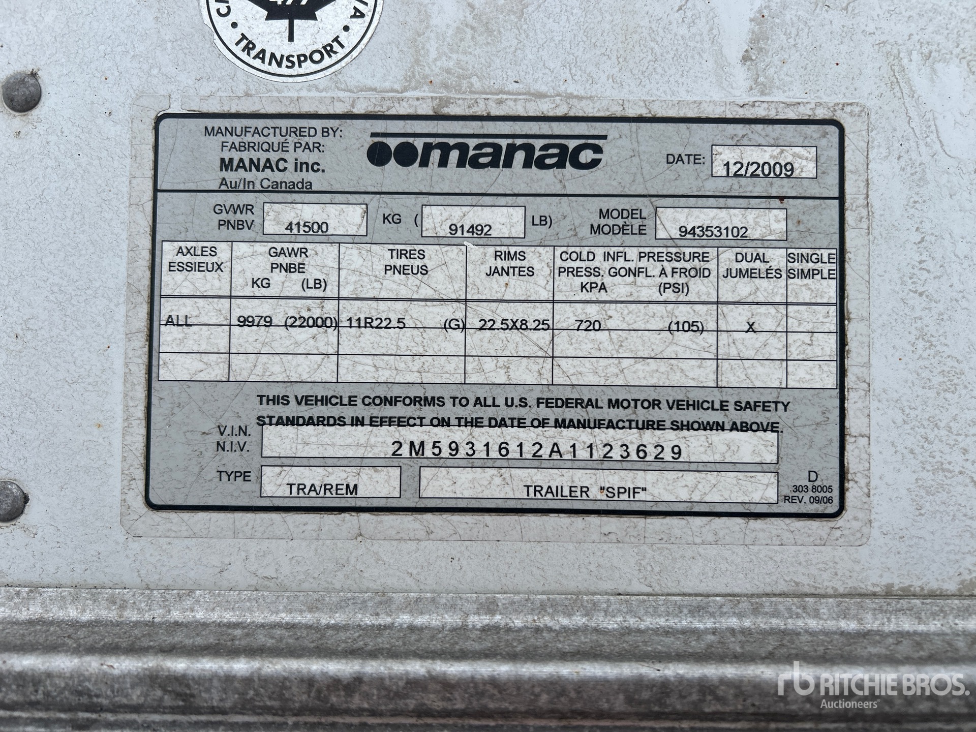 General Appearance with Serial Number / VIN