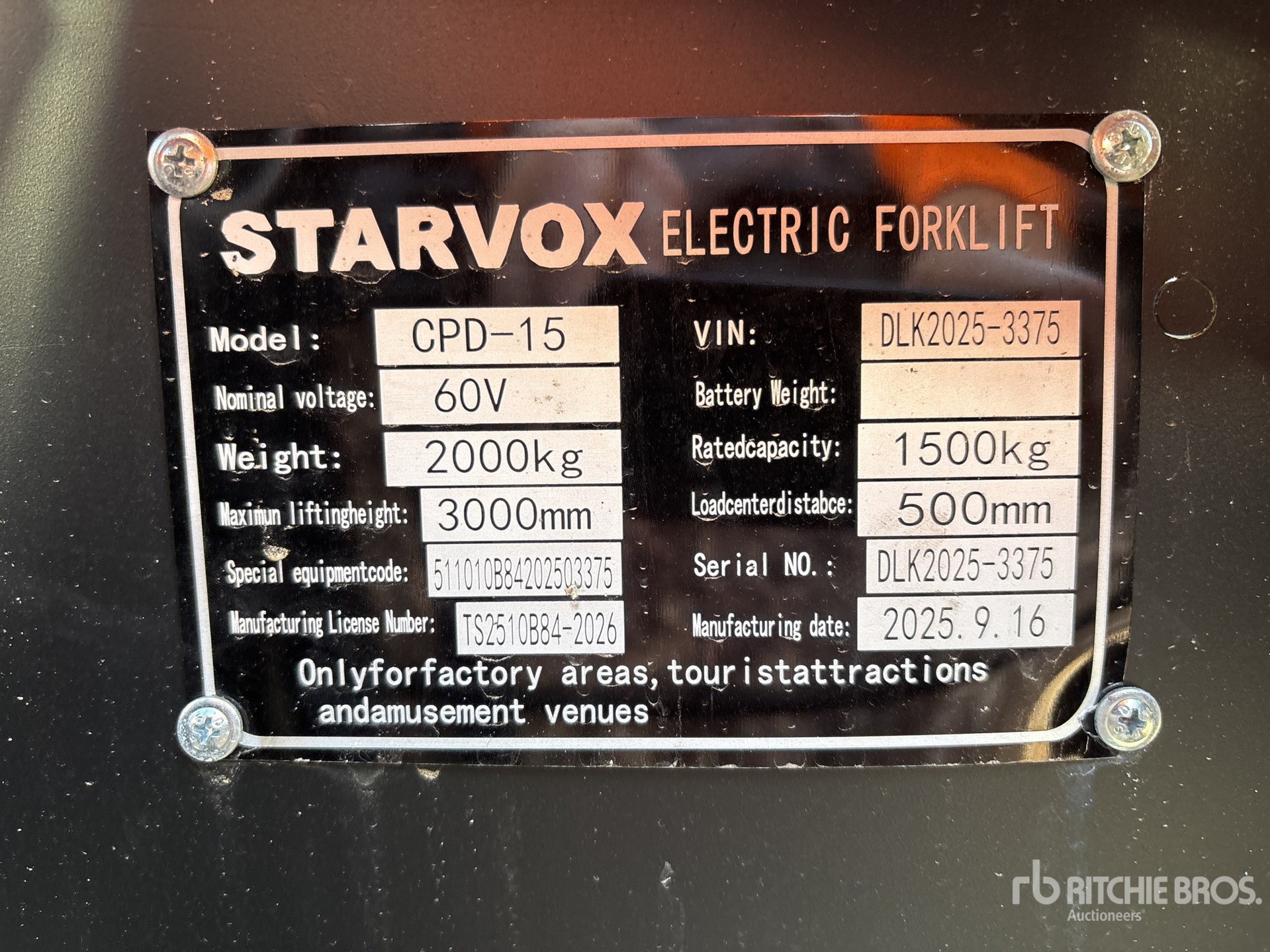 General Appearance with Serial Number / VIN