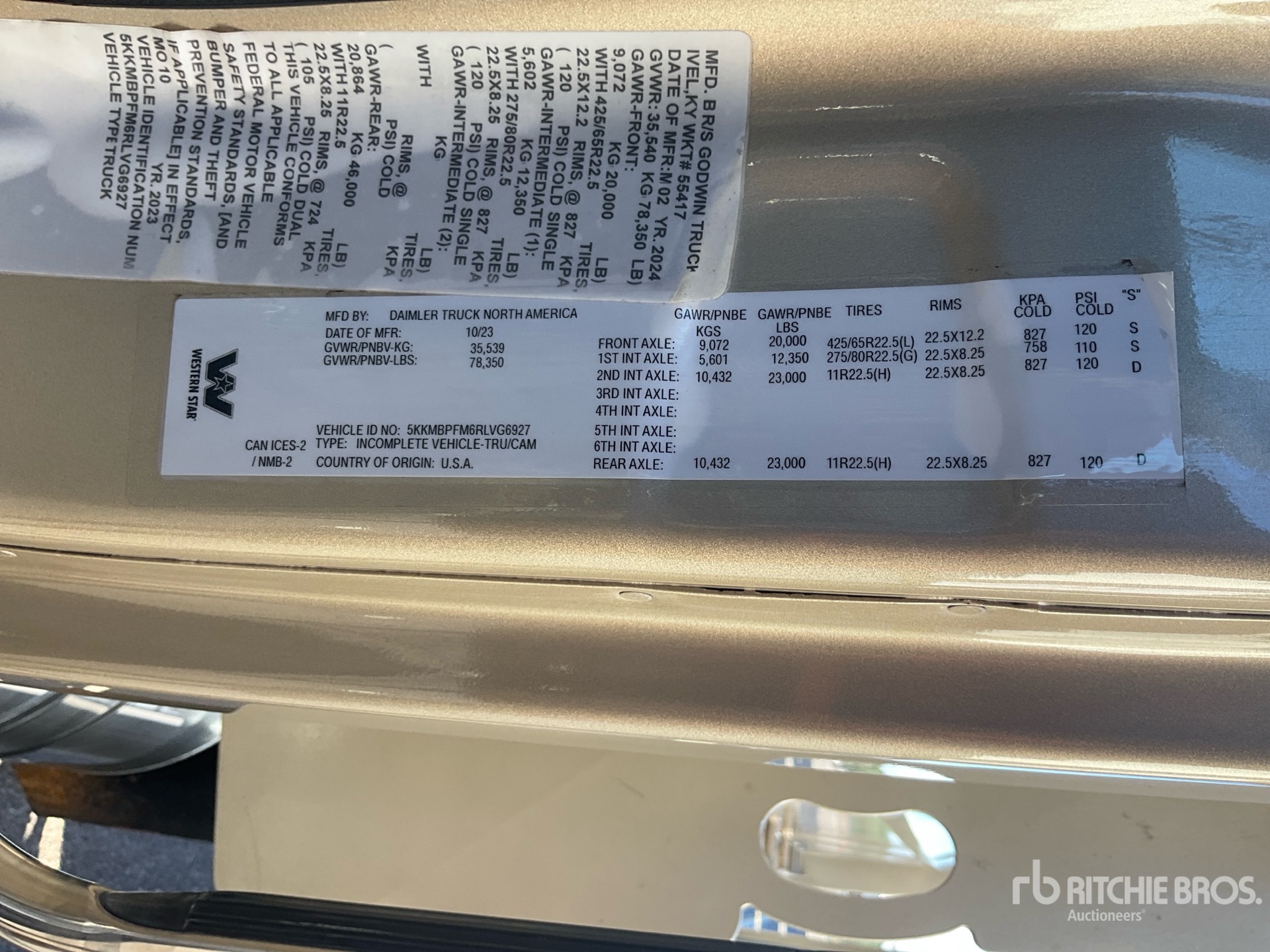 General Appearance with Serial Number / VIN