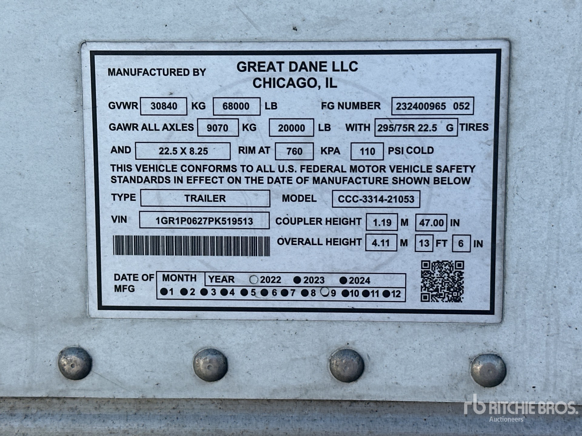 General Appearance with Serial Number / VIN