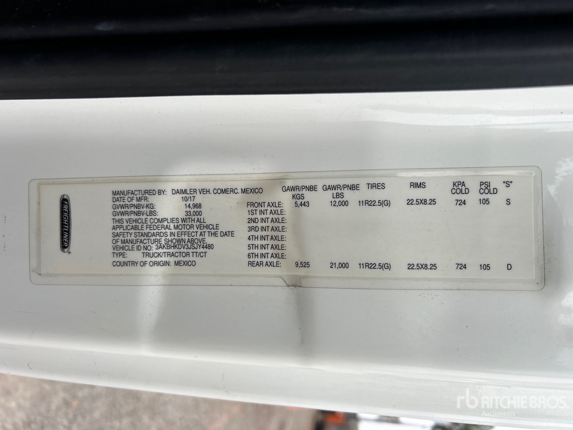 General Appearance with Serial Number / VIN