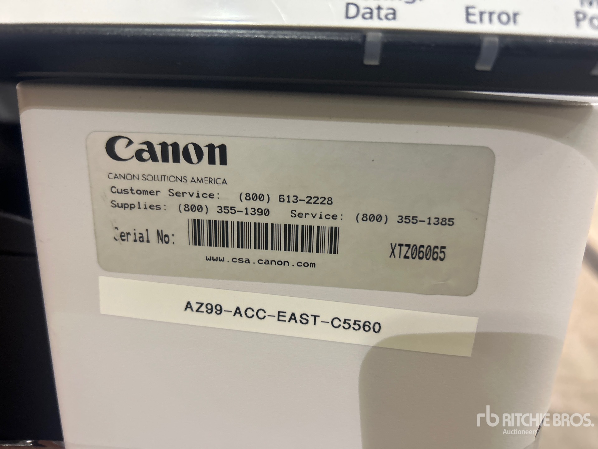 General Appearance with Serial Number / VIN