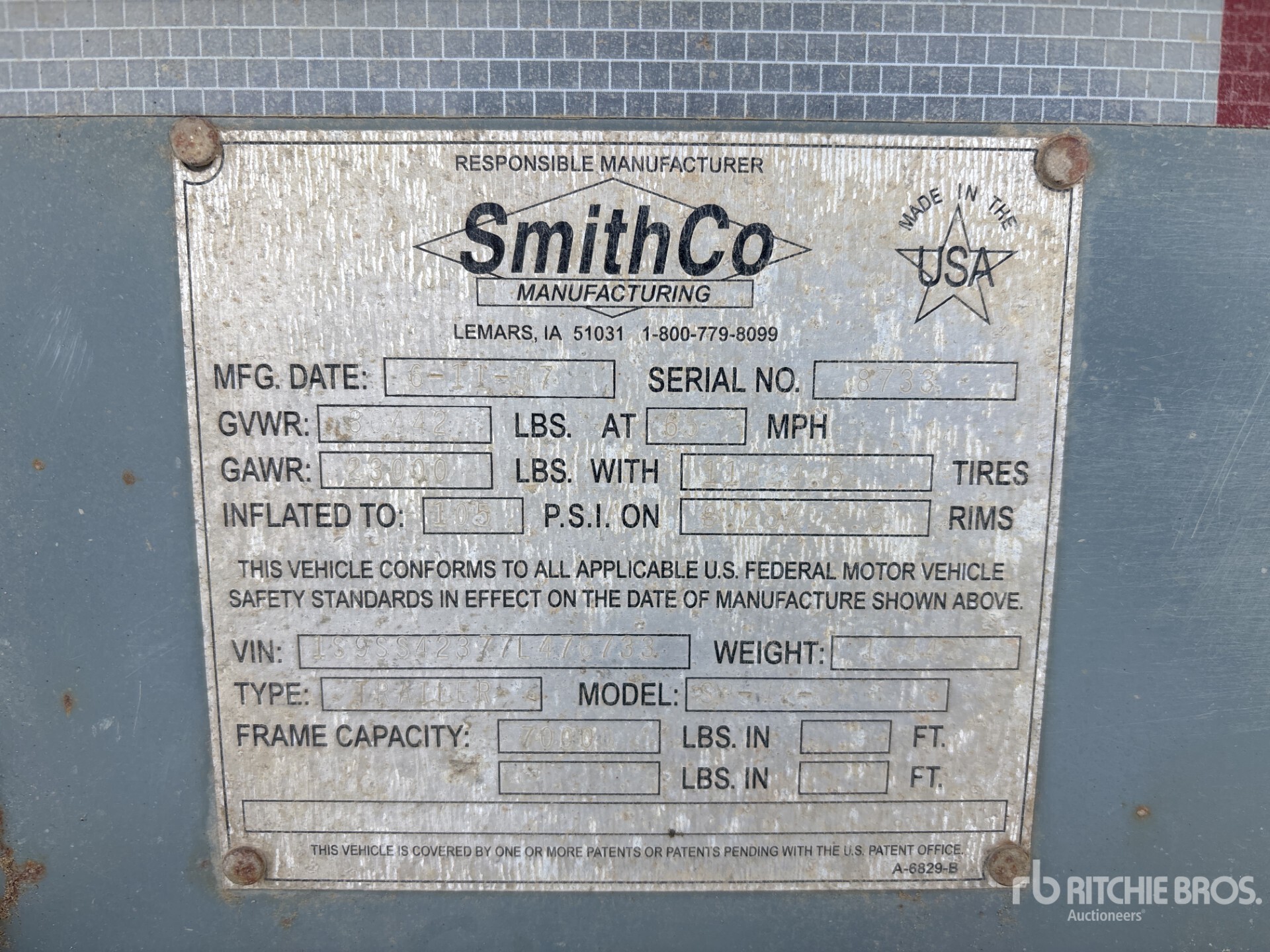 General Appearance with Serial Number / VIN