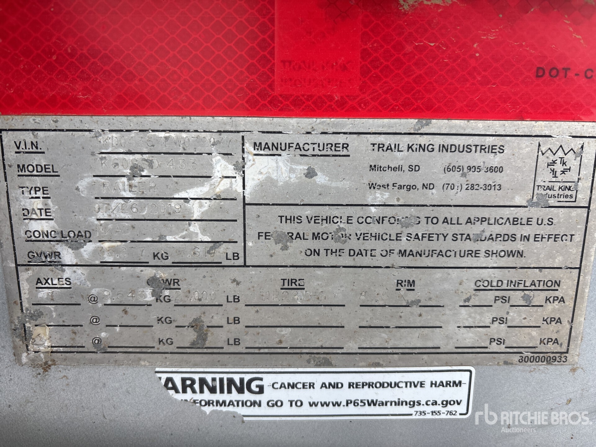 General Appearance with Serial Number / VIN