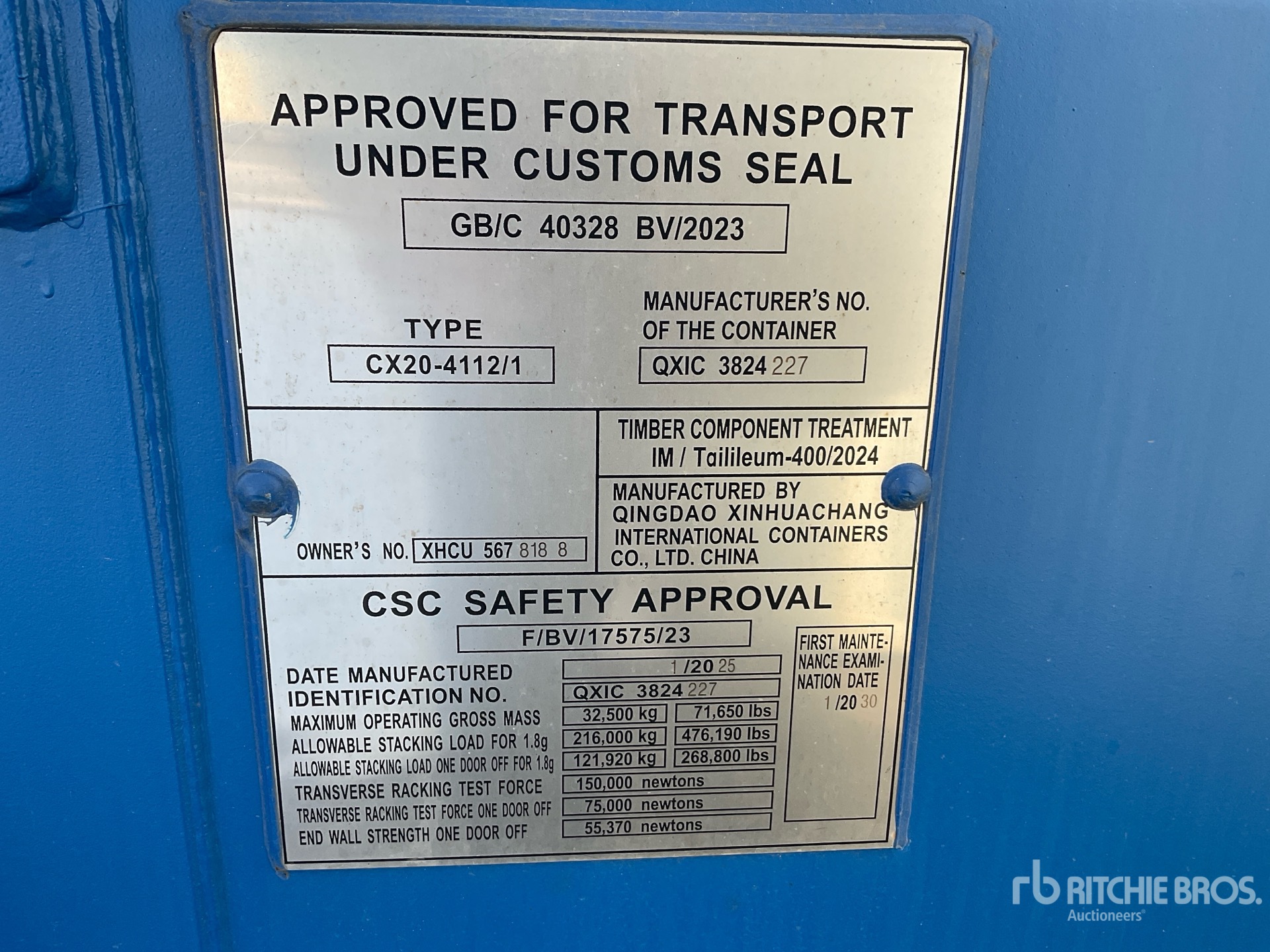 General Appearance with Serial Number / VIN