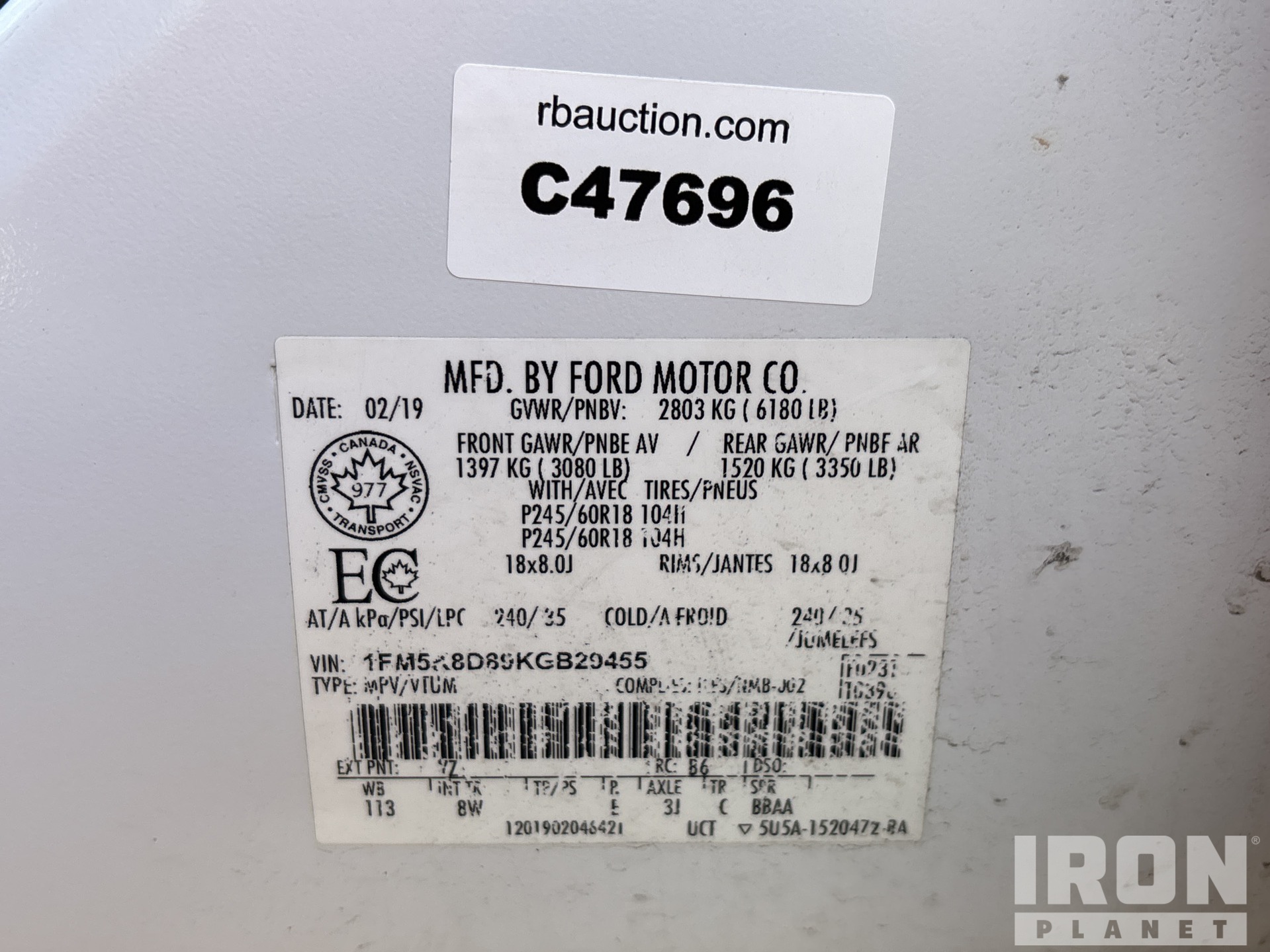 General Appearance with Serial Number / VIN