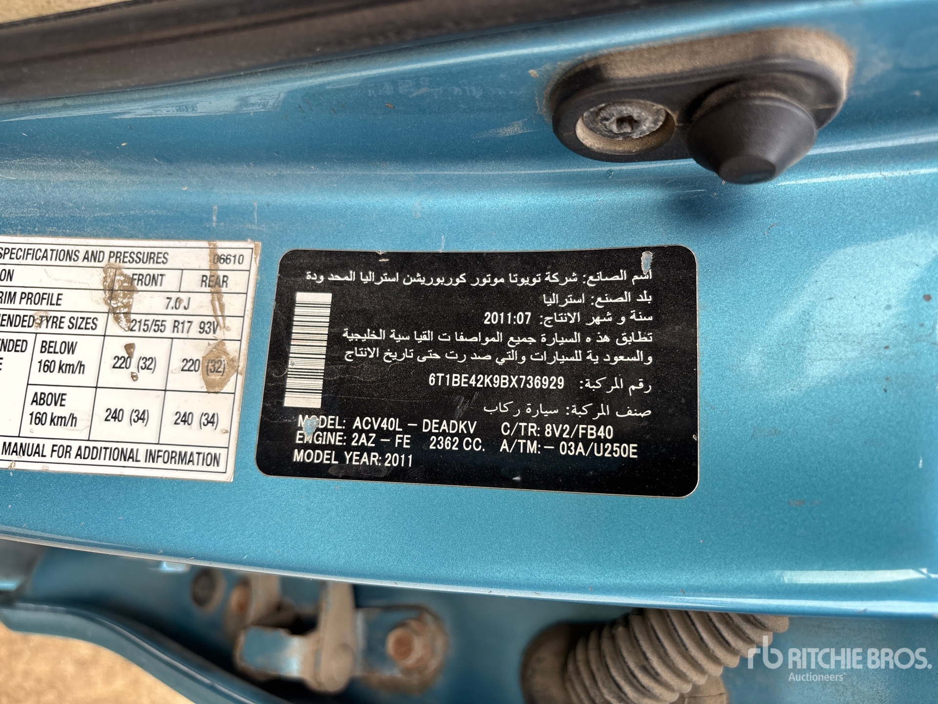 General Appearance with N.º de serie/VIN